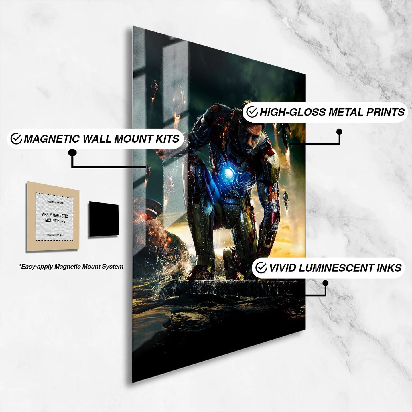 Flex Designs Metal Poster Iron Man 3 Textless 16 x 24" Home Goods - Movie 2013 Movie Metal Poster
