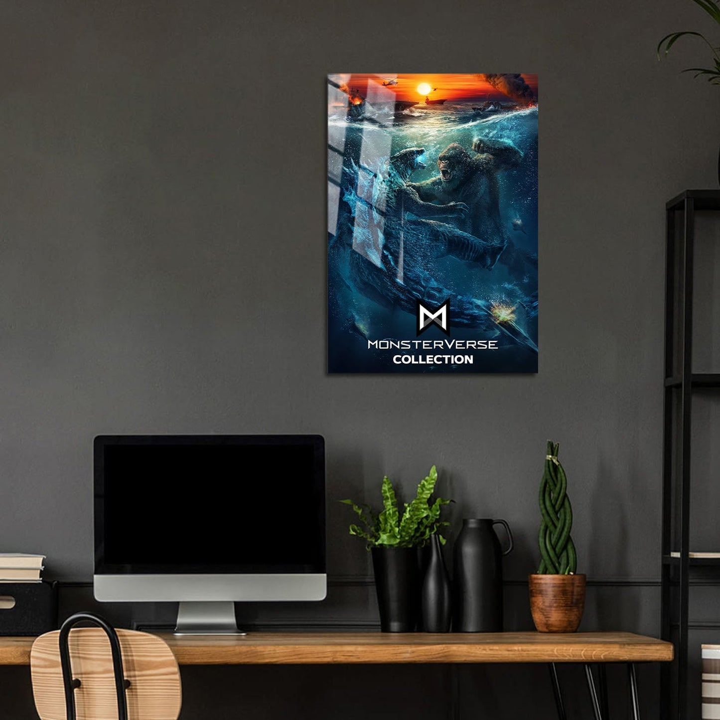 Flex Designs Metal Poster Godzilla vs Kong Monsterverse 5 x 7" Home Goods - Movie 2021 Movie Metal Poster