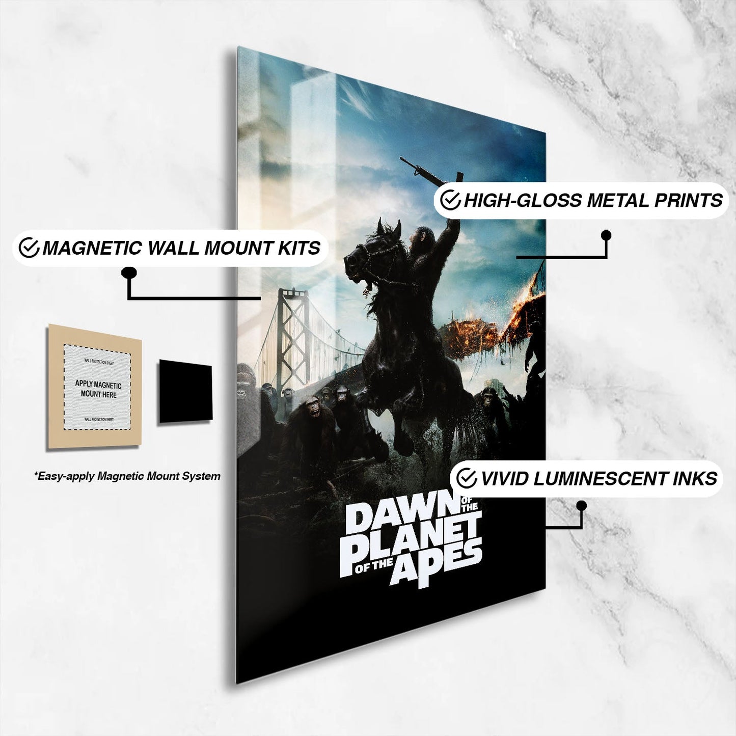 Flex Designs Metal Poster Dawn of the Planet of the Apes 16 x 24" Home Goods - Movie 2014 Movie Metal Poster