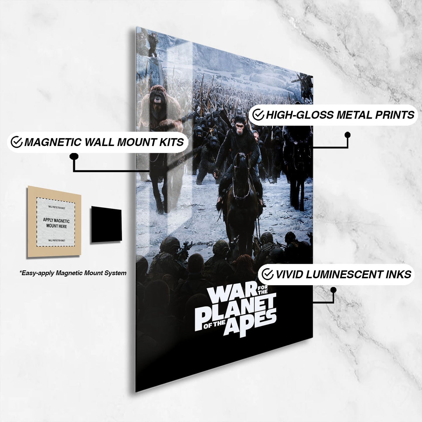 Flex Designs Metal Poster War for the Planet of the Apes 16 x 24" Home Goods - Movie 2017 Movie Metal Poster