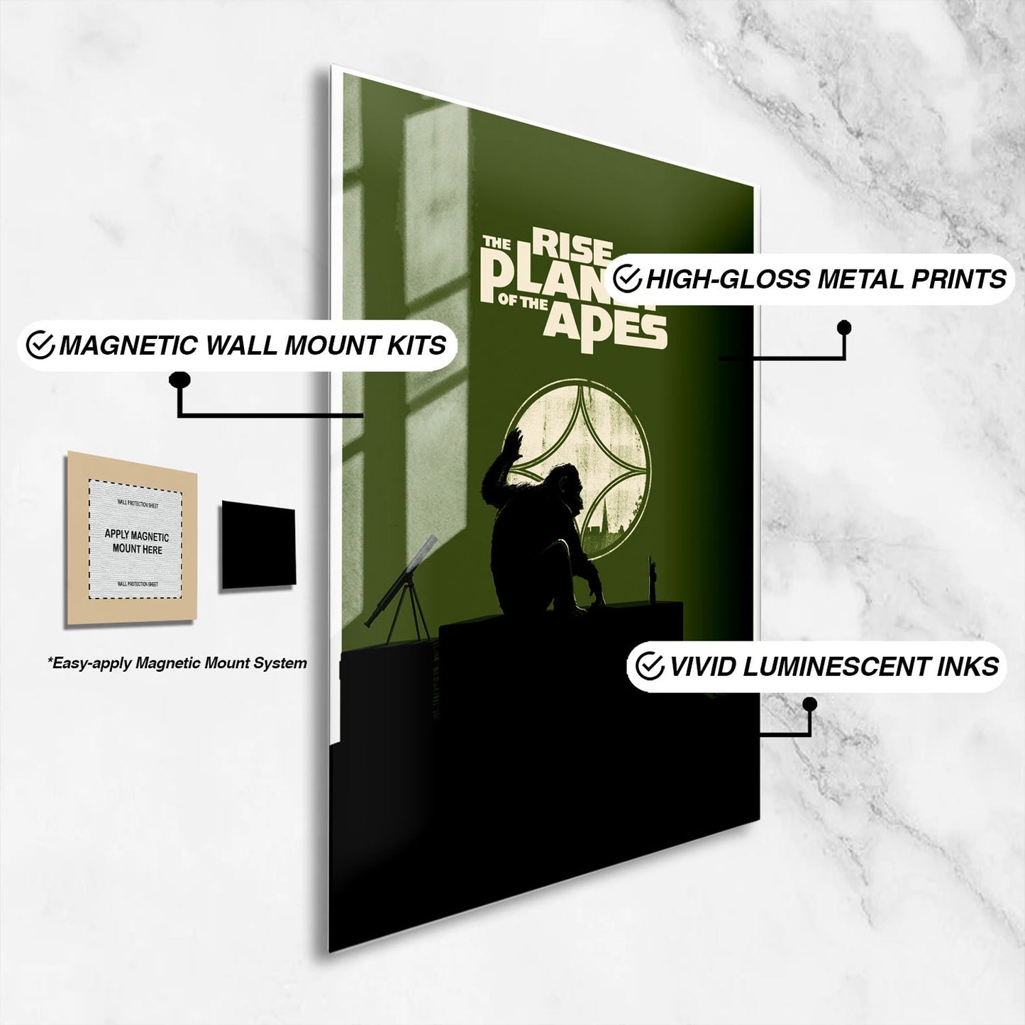 Flex Designs Metal Poster Rise of the Planet of the Apes Minimalist 16 x 24" Home Goods - Movie 2011 Movie Metal Poster