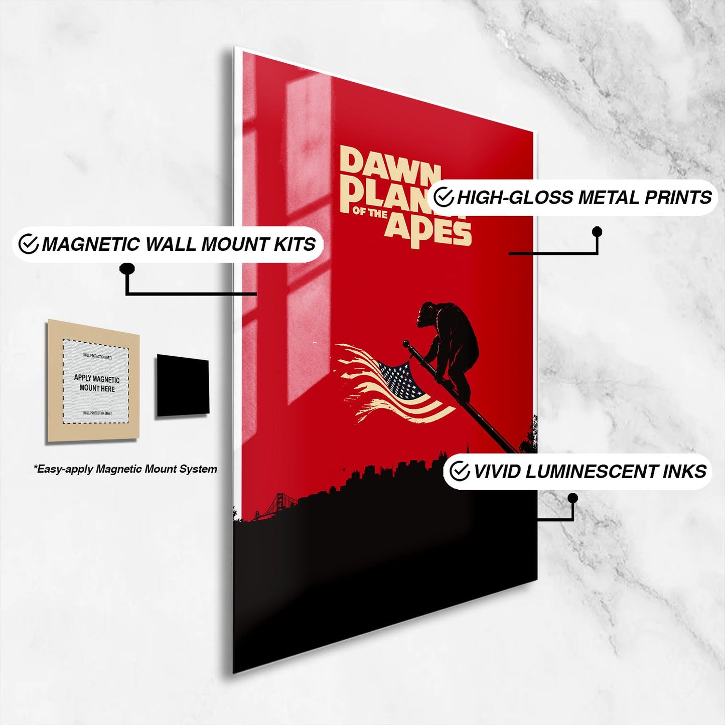 Flex Designs Metal Poster Dawn of the Planet of the Apes Minimalist 16 x 24" Home Goods - Movie 2014 Movie Metal Poster