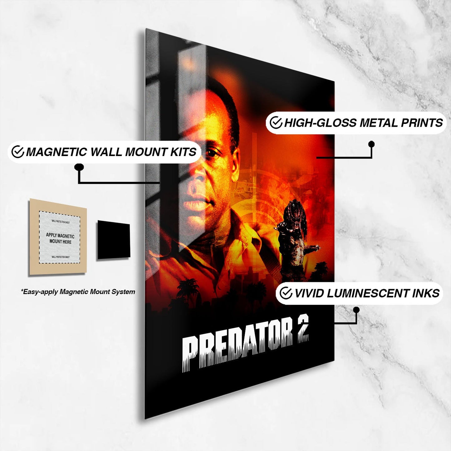 Flex Designs Metal Poster Predator 2 16 x 24" Home Goods - Movie 1990 Movie Metal Poster