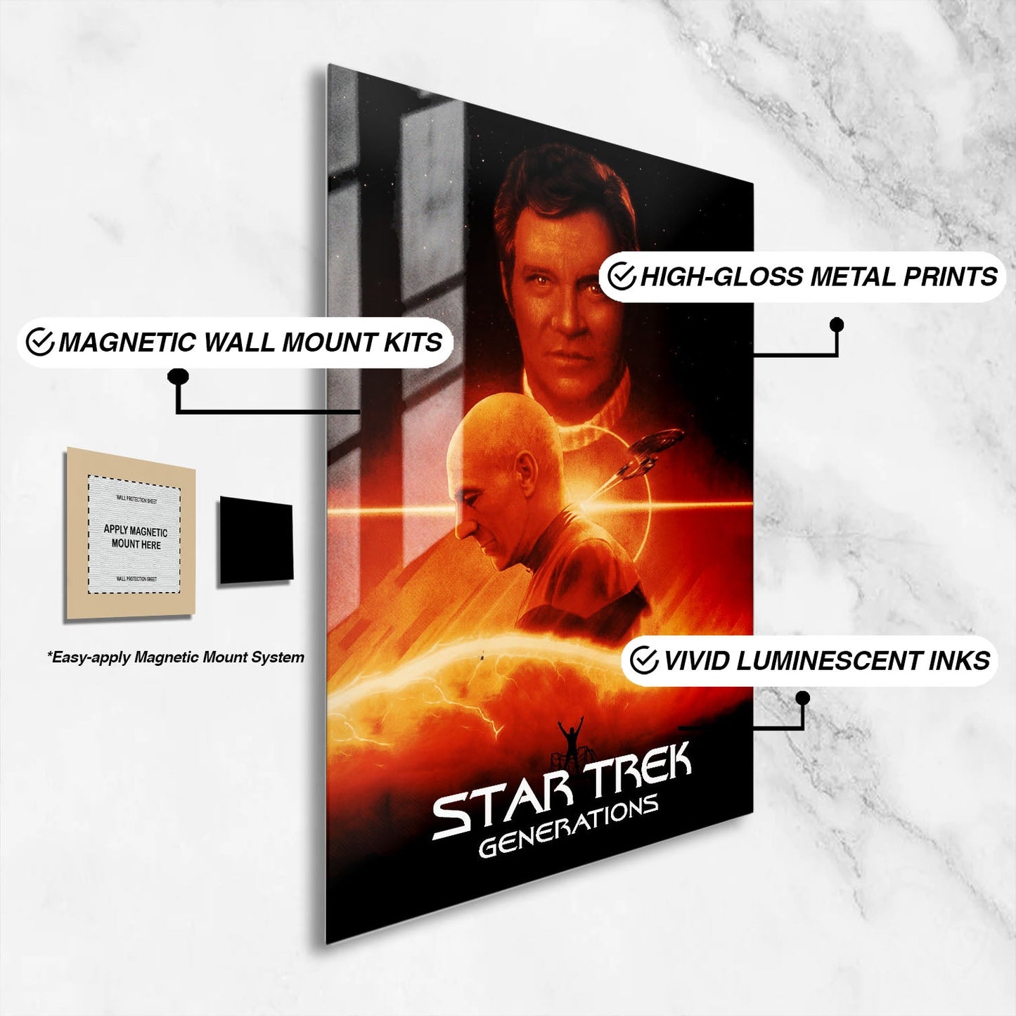 Flex Designs Metal Poster Star Trek Generations Classic 16 x 24" Home Goods - Movie 1994 Movie Metal Poster