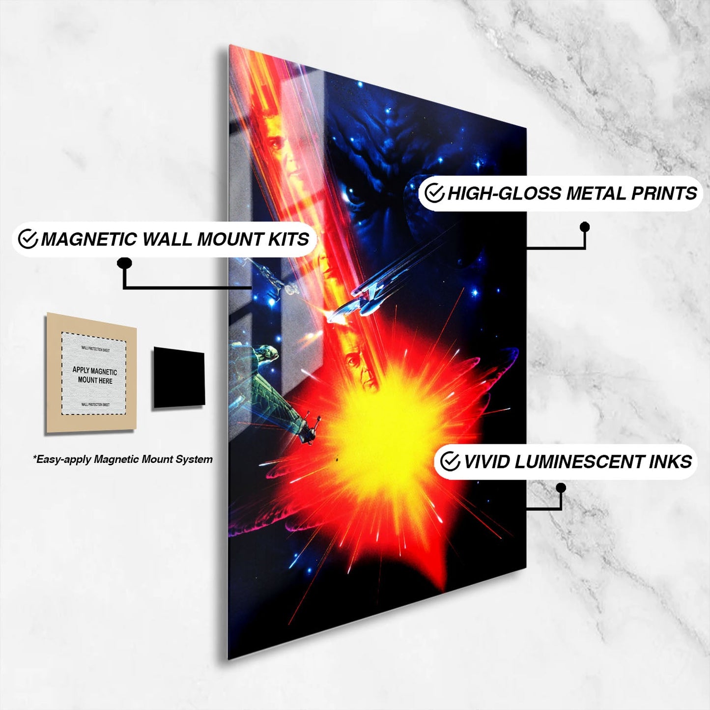 Flex Designs Metal Poster Star Trek VI The Undiscovered Country Textless 16 x 24" Home Goods - Movie 1991 Movie Metal Poster