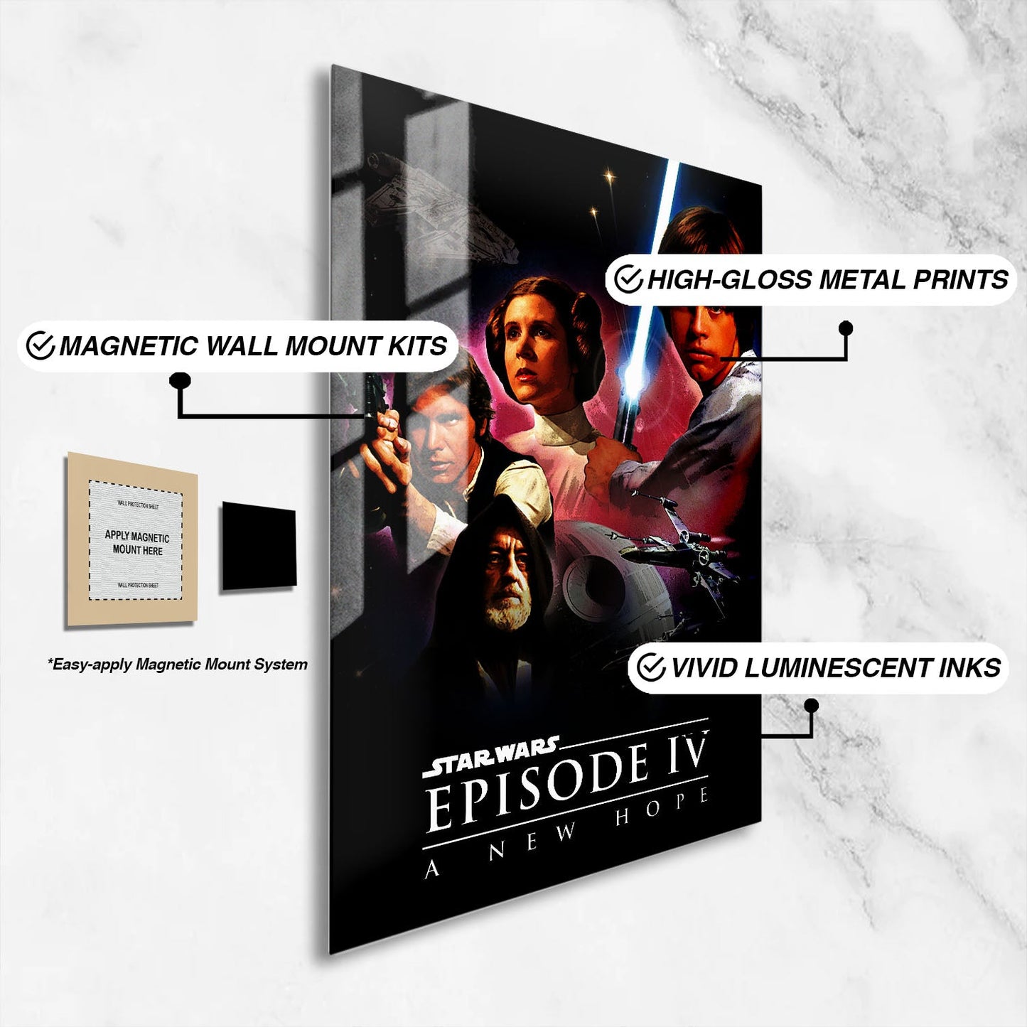 Flex Designs Metal Poster Star Wars Episode IV - A New Hope 16 x 24" Home Goods - Movie 1977 Movie Metal Poster