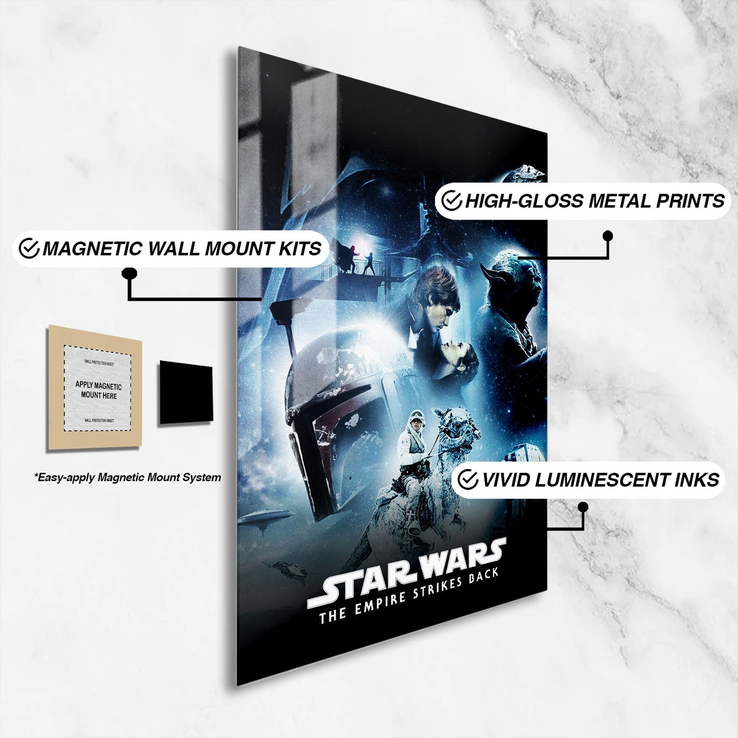 Flex Designs Metal Poster Star Wars Episode V - The Empire Strikes Back Classic 16 x 24" Home Goods - Movie 1980 Movie Metal Poster