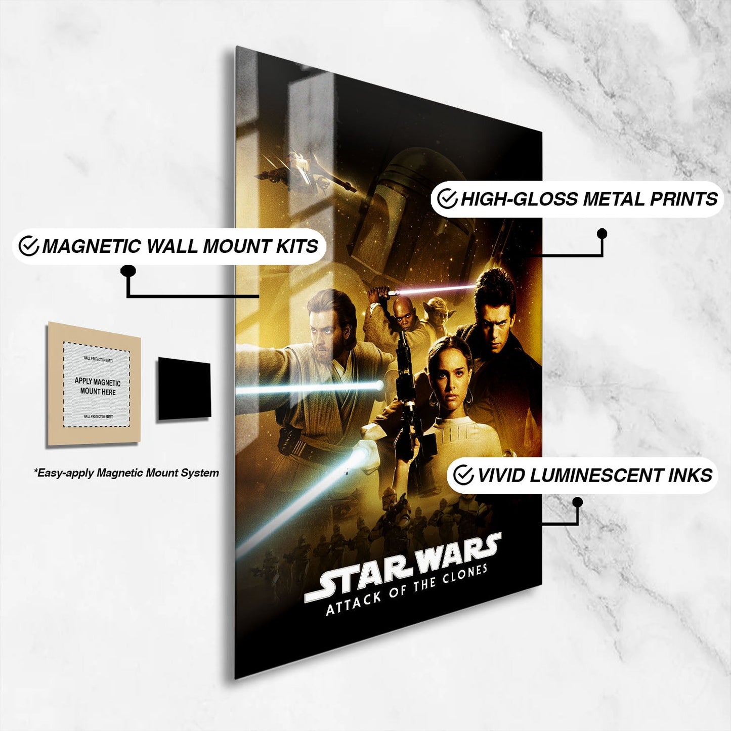 Flex Designs Metal Poster Star Wars Episode II - Attack of the Clones Classic 16 x 24" Home Goods - Movie 2002 Movie Metal Poster
