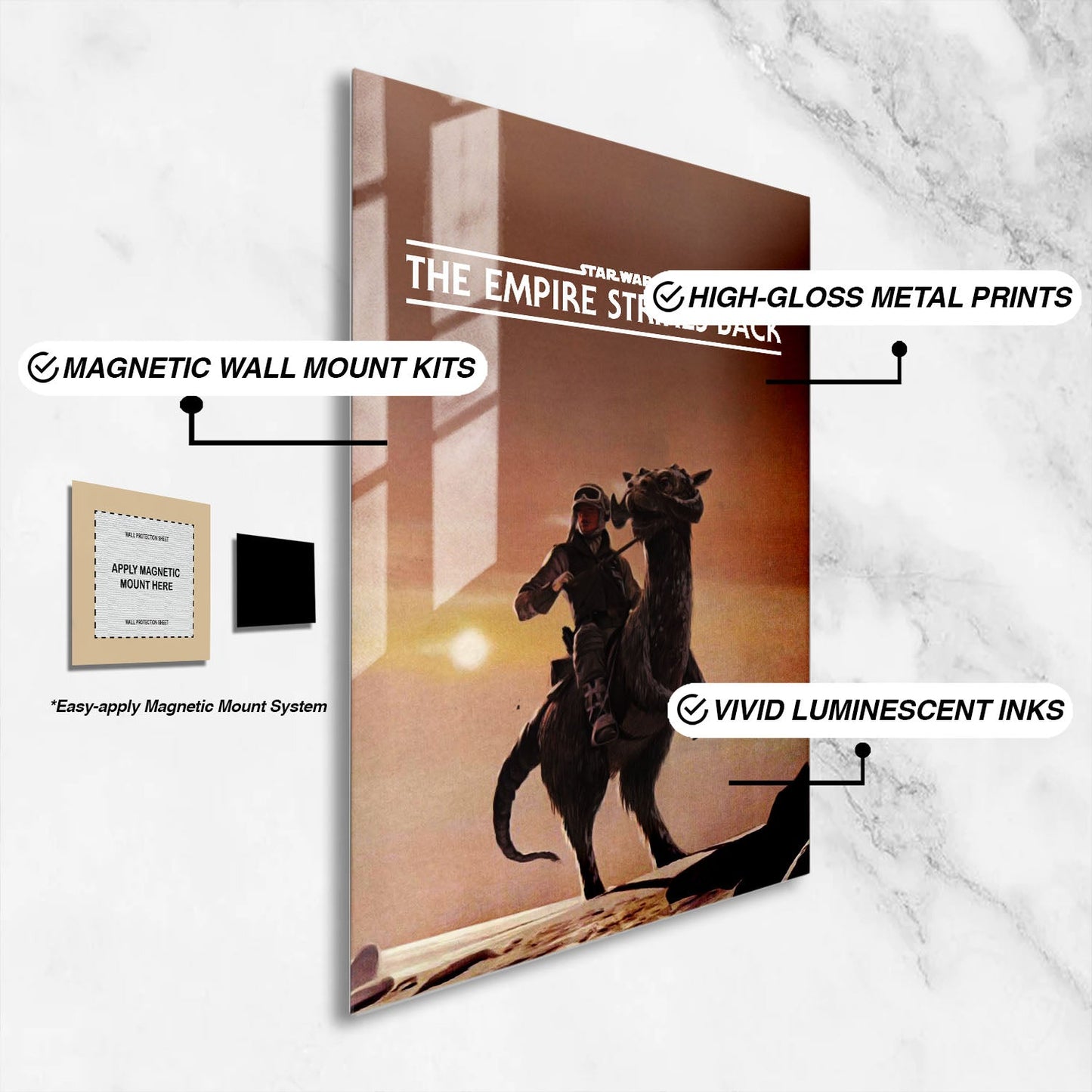 Flex Designs Metal Poster Star Wars Episode V - The Empire Strikes Back Minimalist 16 x 24" Home Goods - Movie 1980 Movie Metal Poster