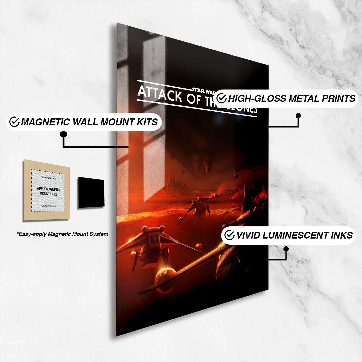 Flex Designs Metal Poster Star Wars Episode II - Attack of the Clones Minimalist 16 x 24" Home Goods - Movie 2002 Movie Metal Poster