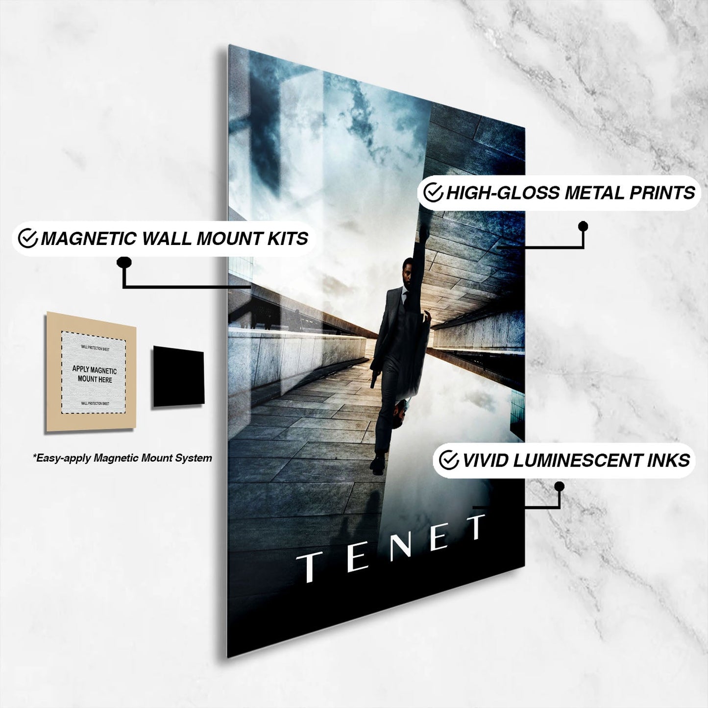 Flex Designs Metal Poster Tenet Theatrical 16 x 24" Home Goods - Movie 2020 Movie Metal Poster