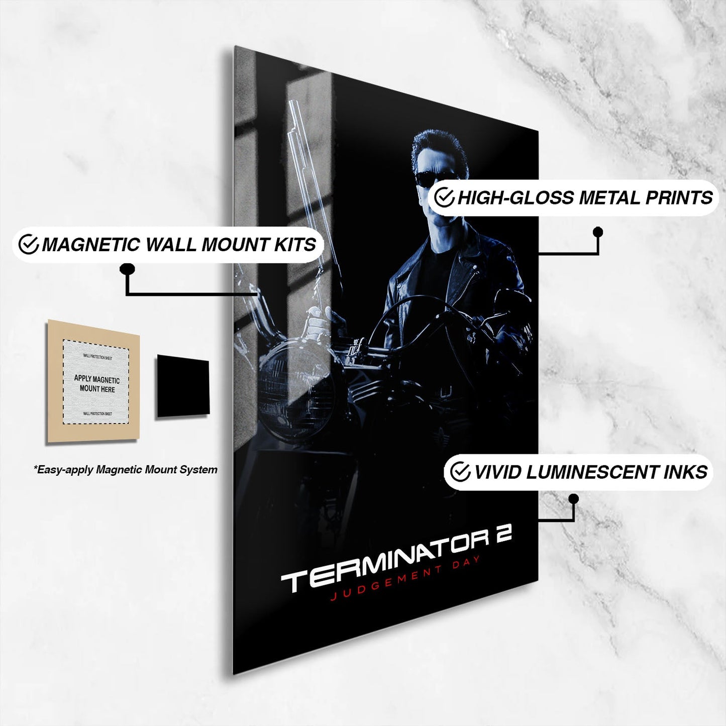 Flex Designs Metal Poster Terminator 2 Judgment Day B&W 16 x 24" Home Goods - Movie 1991 Movie Metal Poster