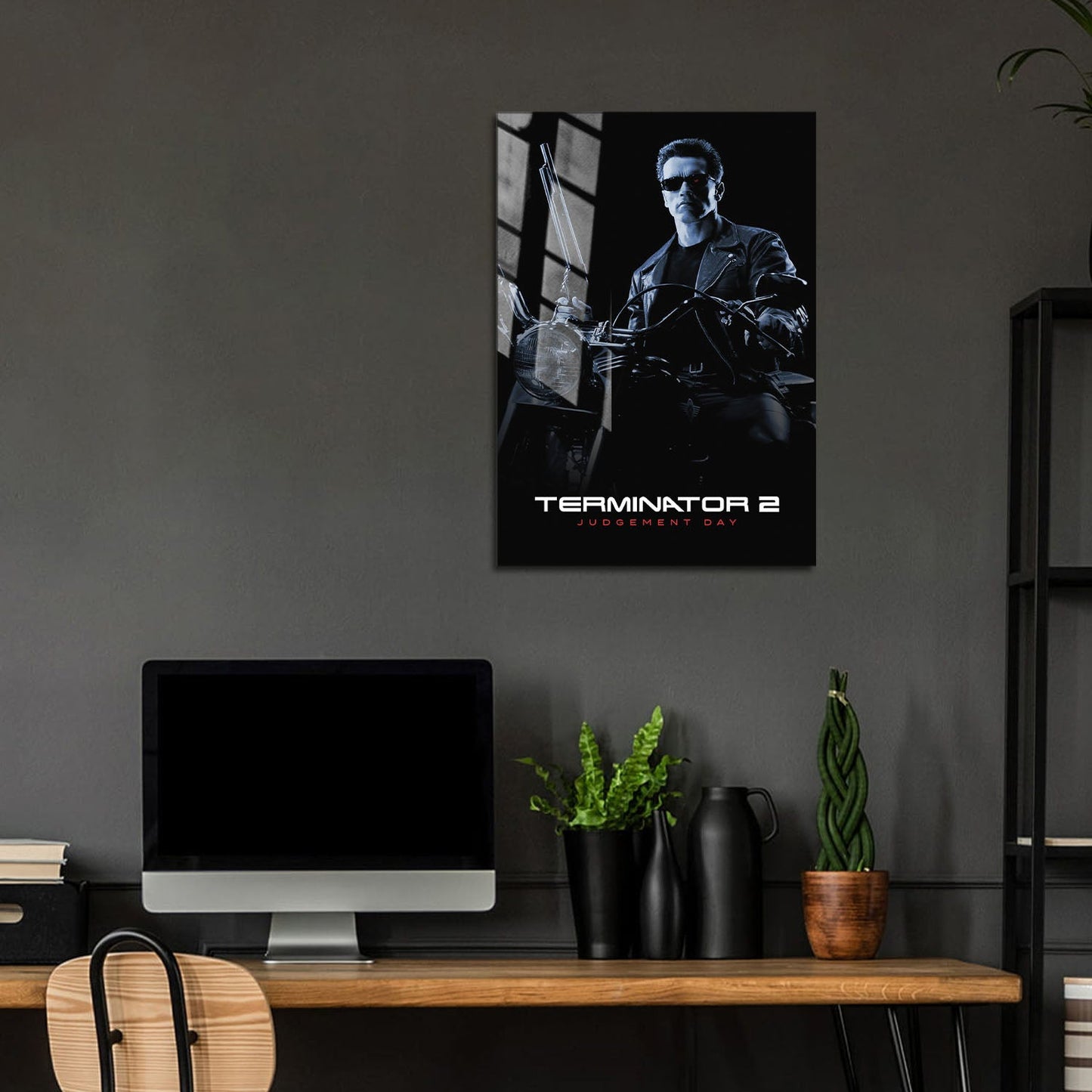 Flex Designs Metal Poster Terminator 2 Judgment Day B&W 5 x 7" Home Goods - Movie 1991 Movie Metal Poster