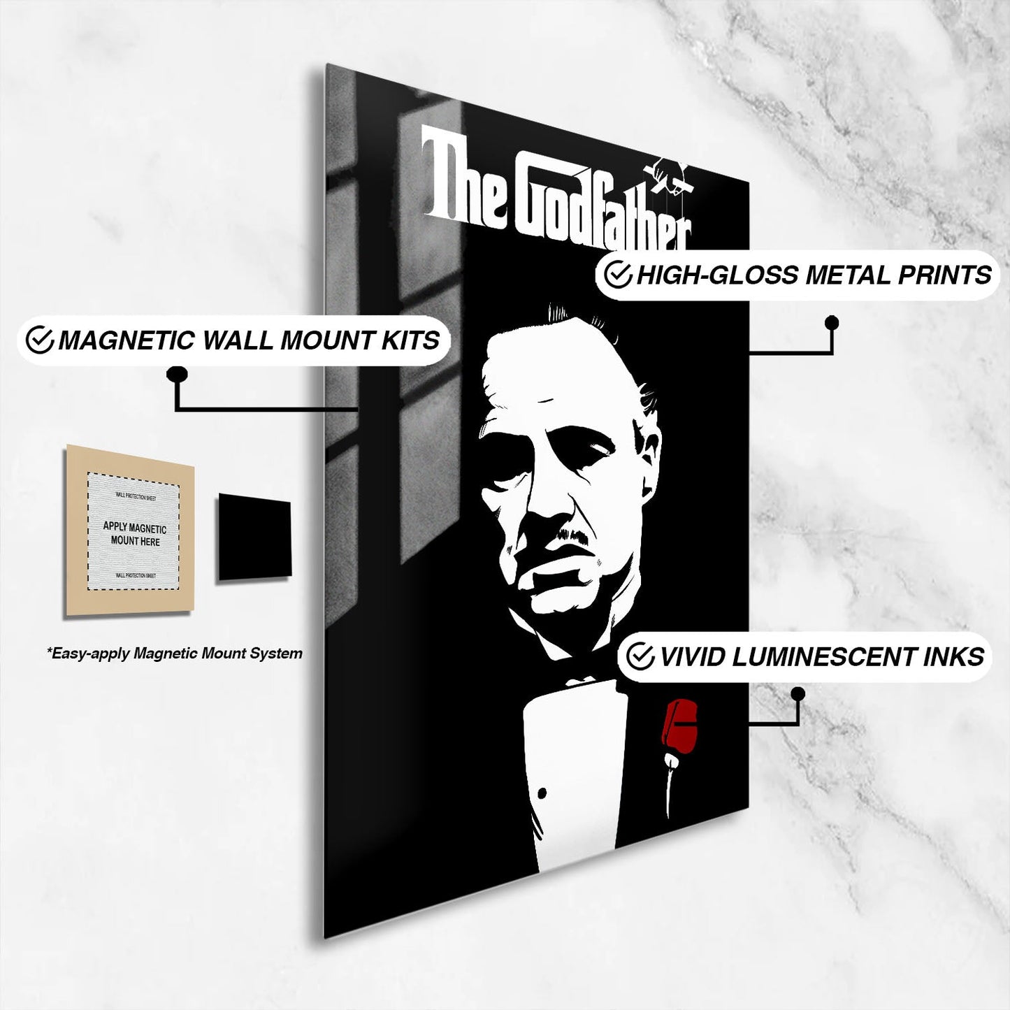 Flex Designs Metal Poster The Godfather Cinematic 16 x 24" Home Goods - Movie 1972 Movie Metal Poster