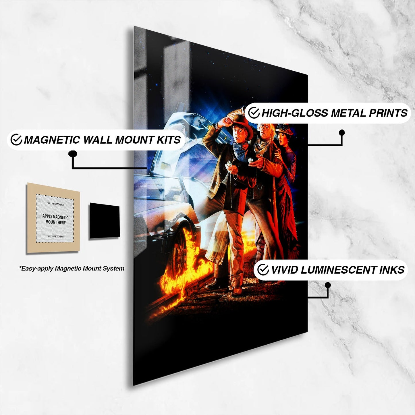 Flex Designs Metal Poster Back to the Future Part III Key Art 16 x 24" Home Goods - Movie 1990 Movie Metal Poster