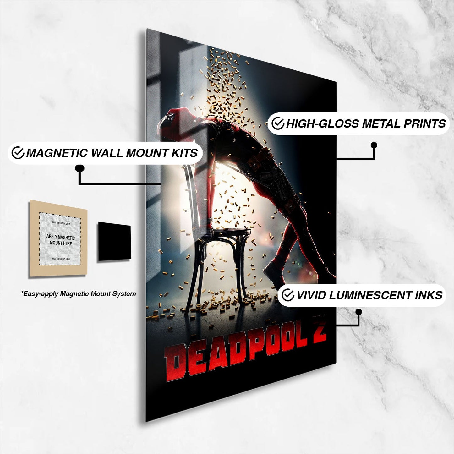 Flex Designs Metal Poster Deadpool 2 16 x 24" Home Goods - Movie 2018 Movie Metal Poster