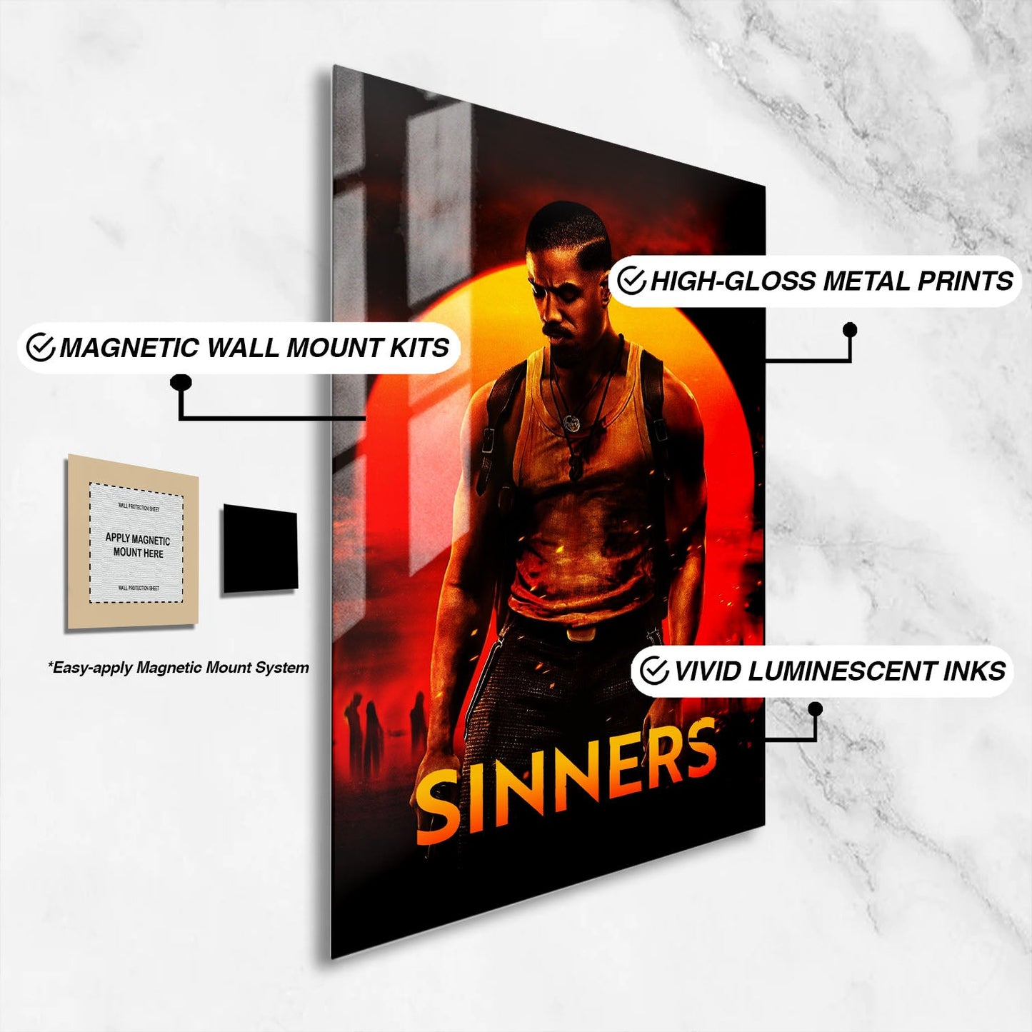 Flex Designs Metal Poster Sinners 16 x 24" Home Goods - Movie 2025 Movie Metal Poster
