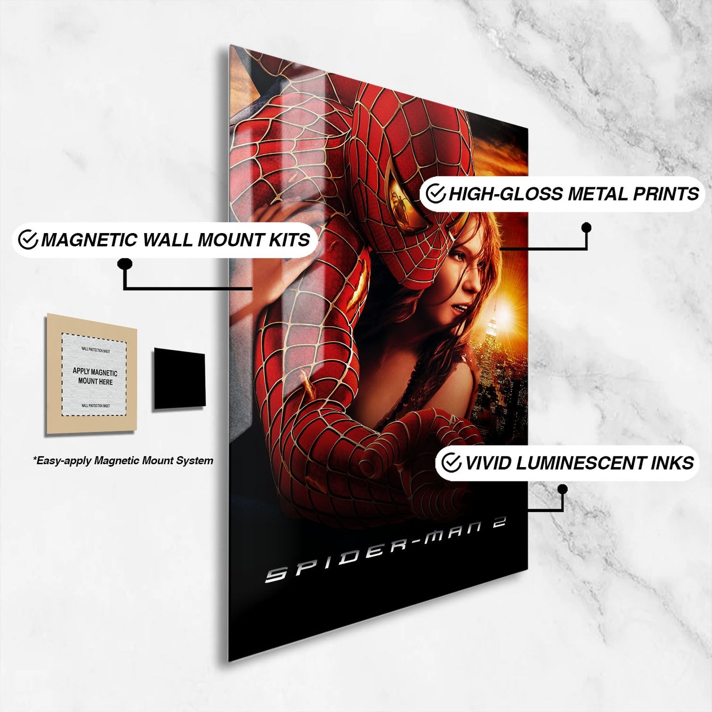 Flex Designs Metal Poster Spider-Man 2 Cinematic 16 x 24" Home Goods - Movie 2004 Movie Metal Poster