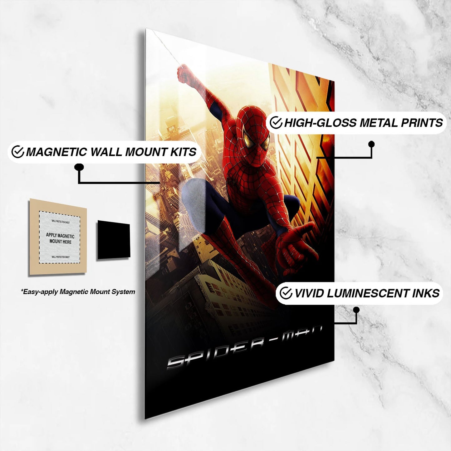 Flex Designs Metal Poster Spider-Man Cinematic 16 x 24" Home Goods - Movie 2002 Movie Metal Poster