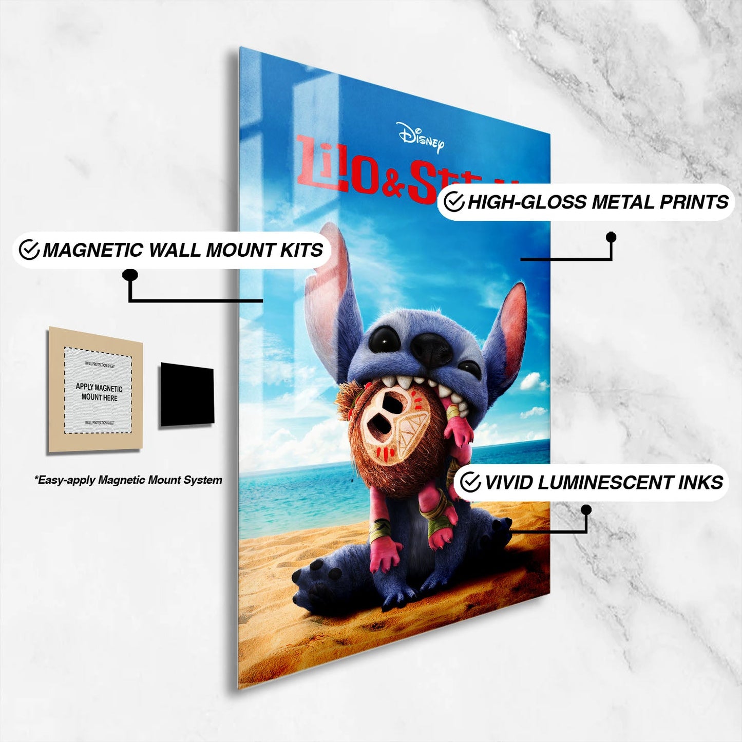 Flex Designs Metal Poster Lilo & Stitch Key Art 16 x 24" Home Goods - Movie 2025 Movie Metal Poster