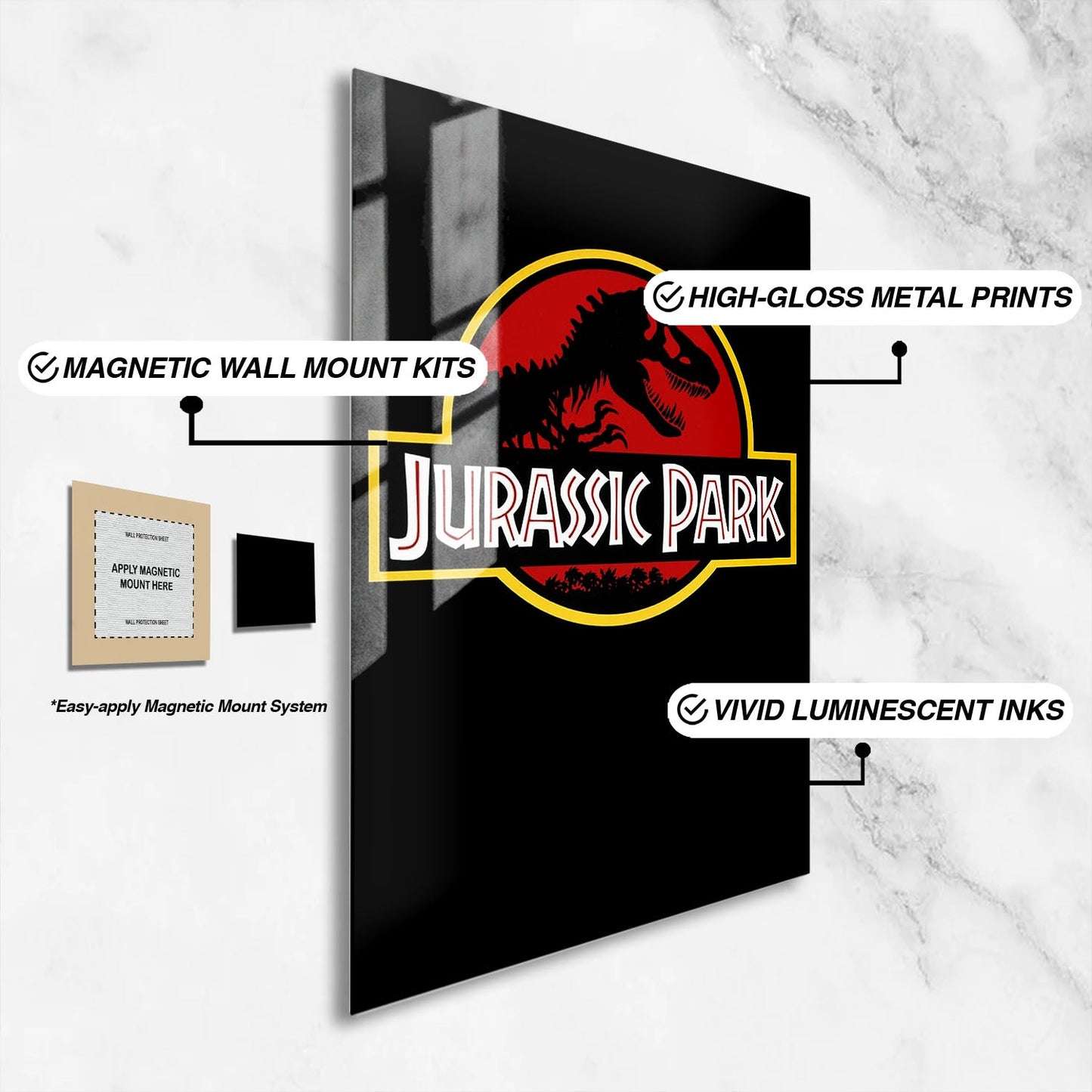 Flex Designs Metal Poster Jurassic Park Original 16 x 24" Home Goods - Movie 1993 Movie Metal Poster