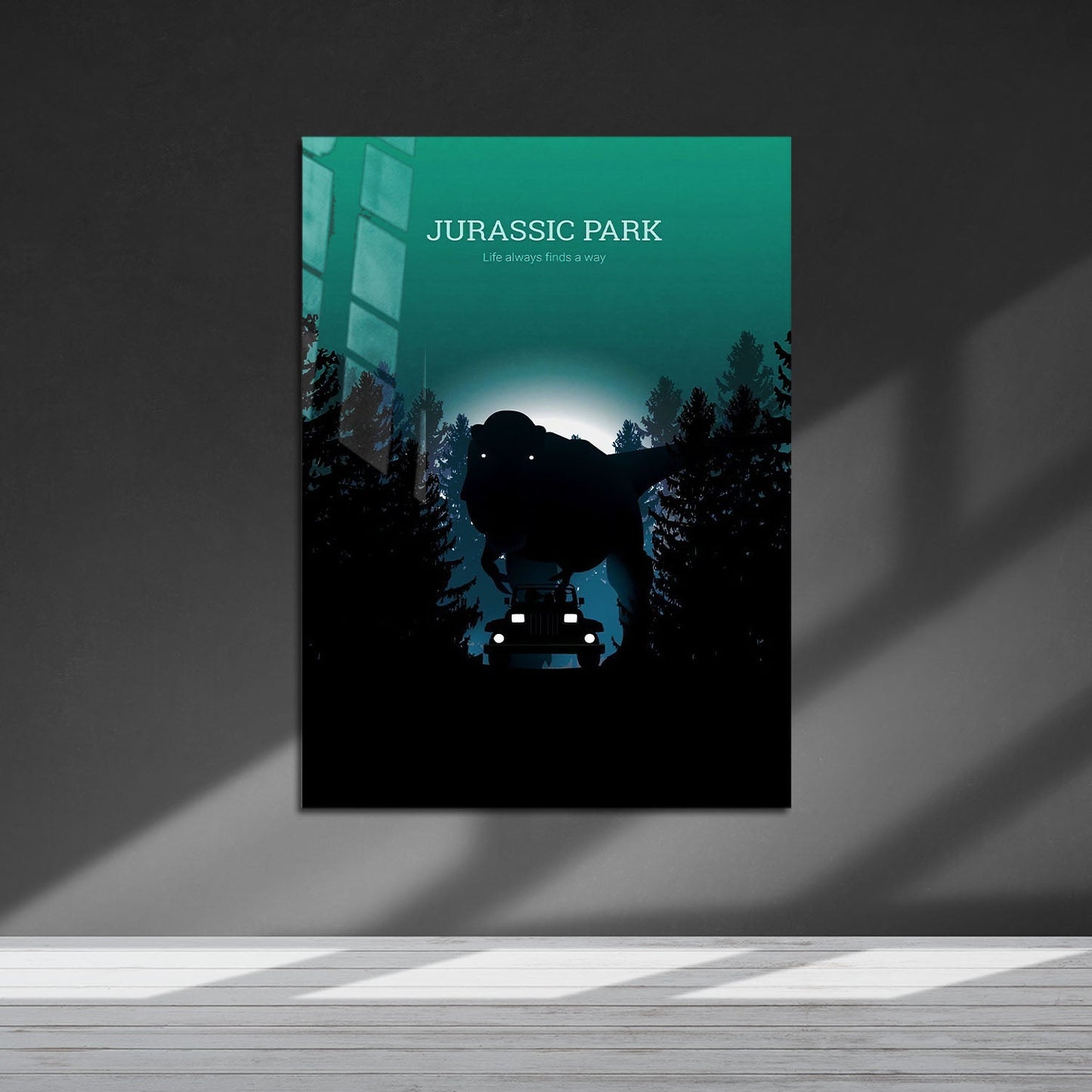 Flex Designs Metal Poster Jurassic Park Minimalist 5 x 7" Home Goods - Movie 1993 Movie Metal Poster