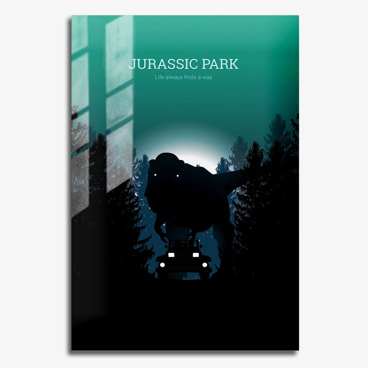 Flex Designs Metal Poster Jurassic Park Minimalist 11 x 17" Home Goods - Movie 1993 Movie Metal Poster