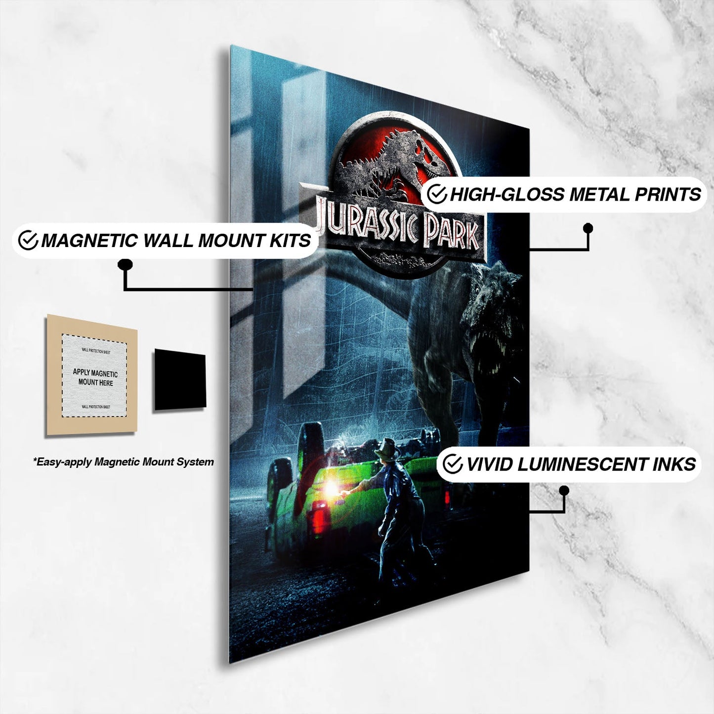 Flex Designs Metal Poster Jurassic Park Adventure 16 x 24" Home Goods - Movie 1993 Movie Metal Poster