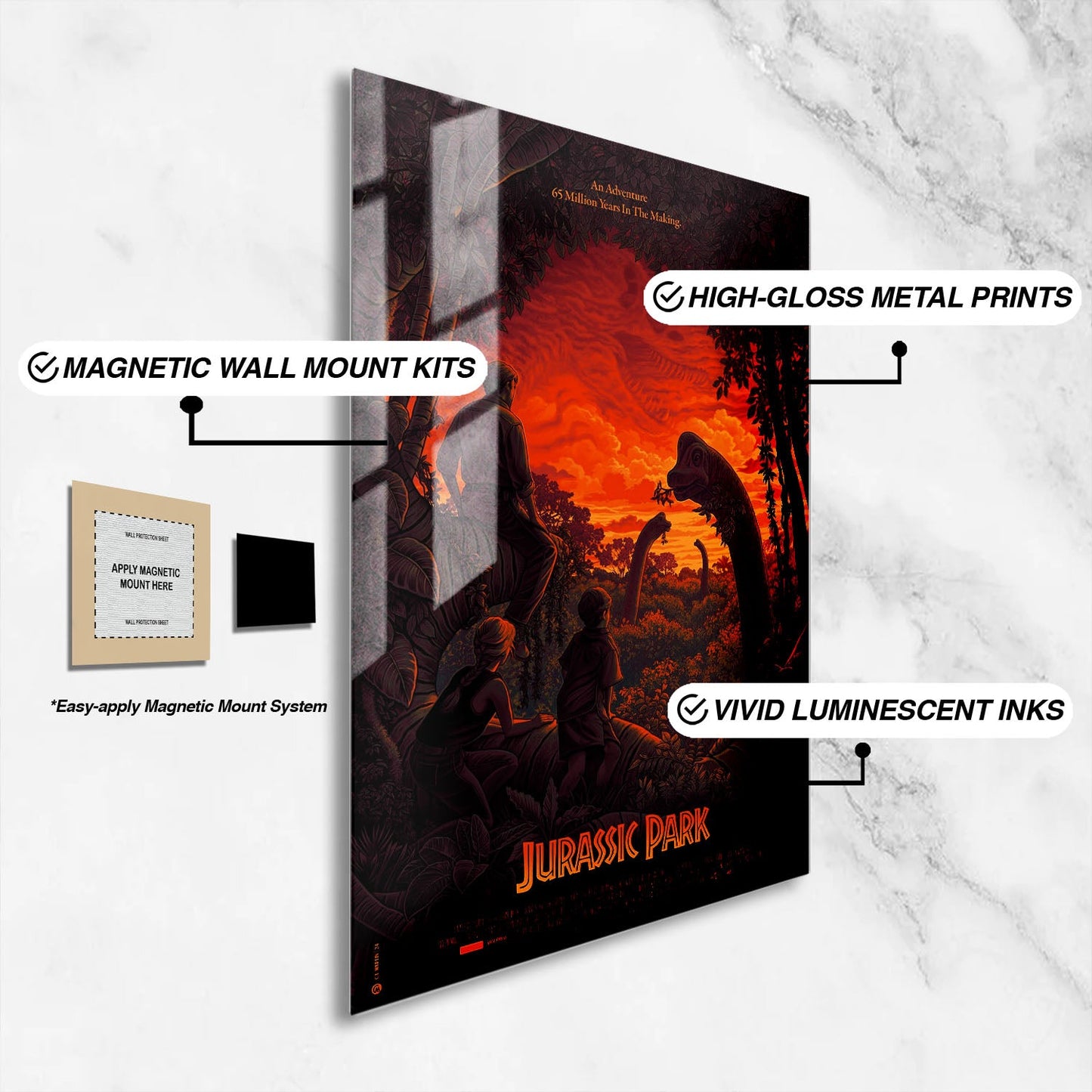 Flex Designs Metal Poster Jurassic Park Cartoonified 16 x 24" Home Goods - Movie 1993 Movie Metal Poster