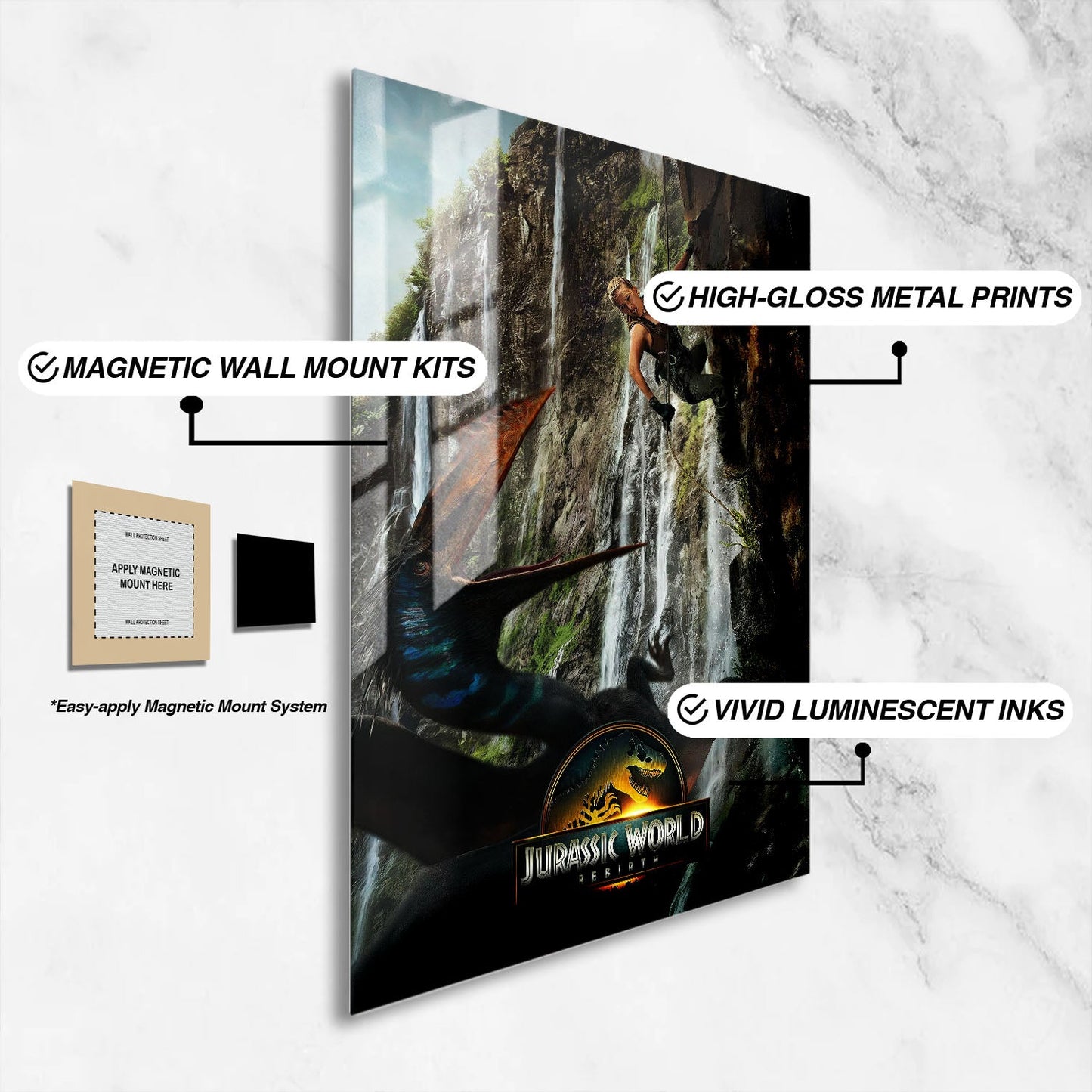 Flex Designs Metal Poster Jurassic World Rebirth Theatrical 16 x 24" Home Goods - Movie 2015 Movie Metal Poster
