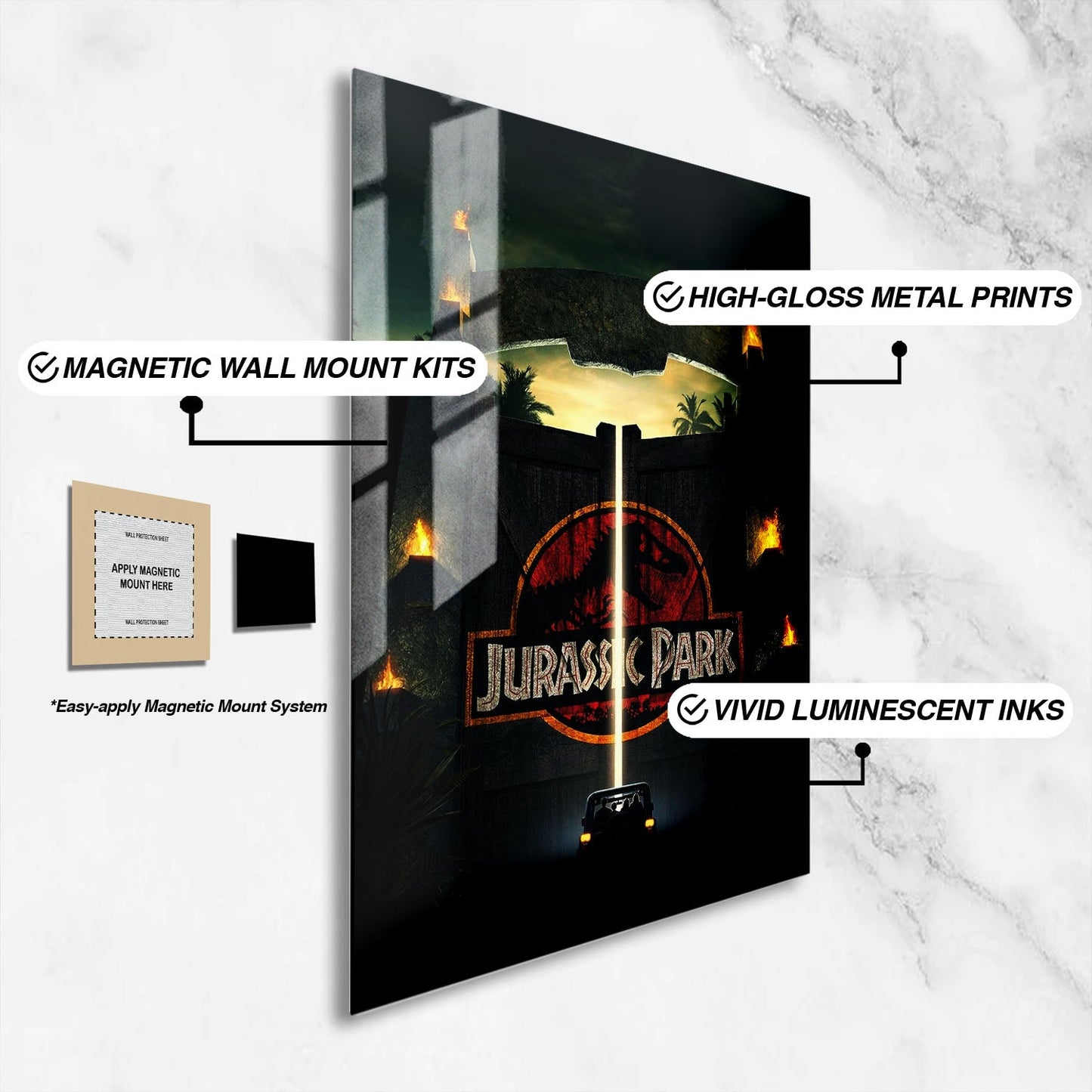 Flex Designs Metal Poster Welcome to Jurassic Park 16 x 24" Home Goods - Movie 1993 Movie Metal Poster
