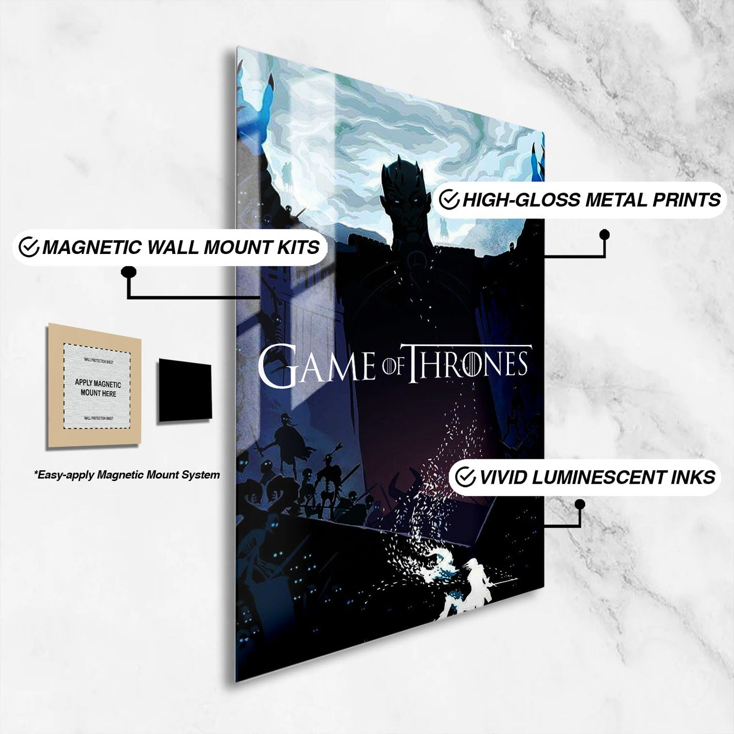 Flex Designs Metal Poster Game of Thrones Night King Sketch 16 x 24" Home Goods - TV Show 2011 TV Show Metal Poster
