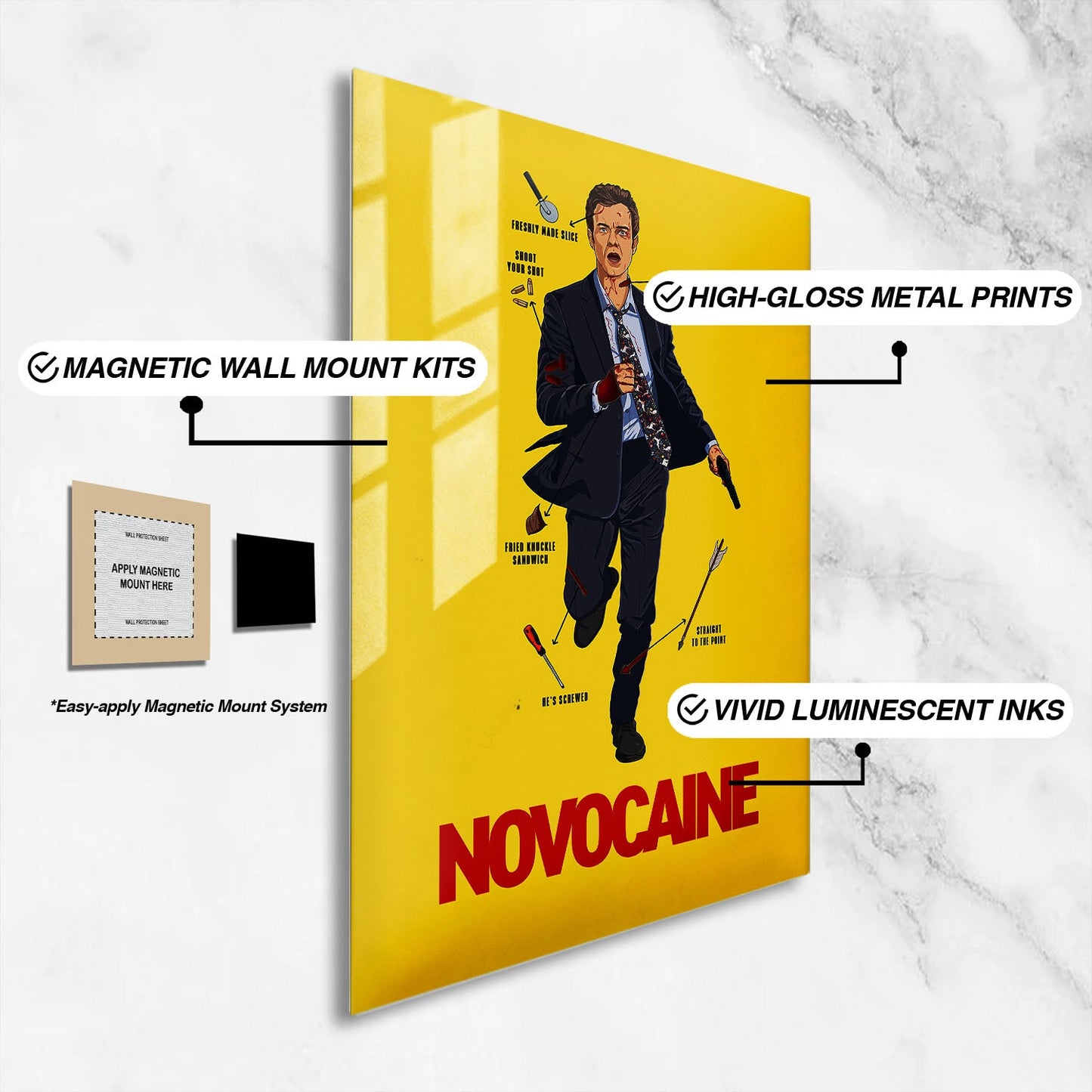 Flex Designs Metal Poster Novocaine 16 x 24" Home Goods - Movie 2001 Movie Metal Poster
