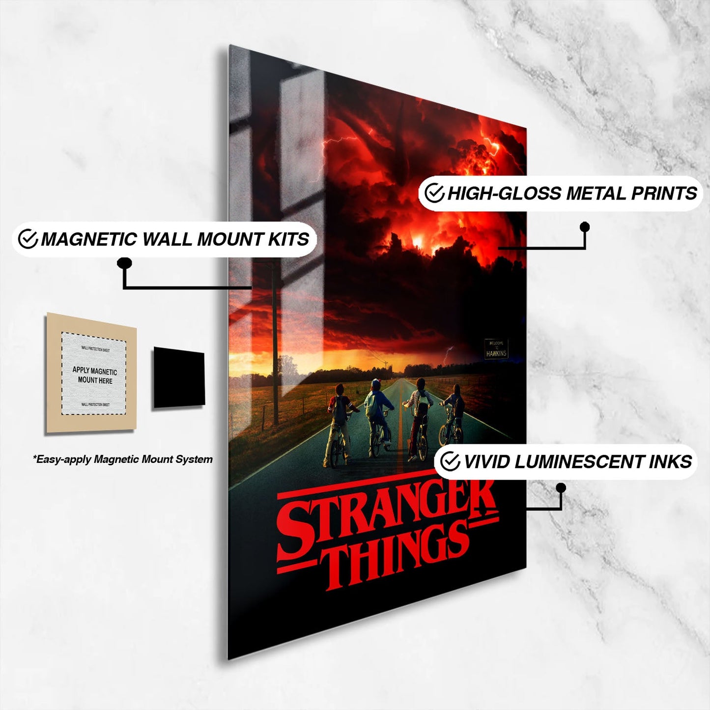Flex Designs Metal Poster Stranger Things Theatrical 16 x 24" Home Goods - TV Show 2016 TV Show Metal Poster