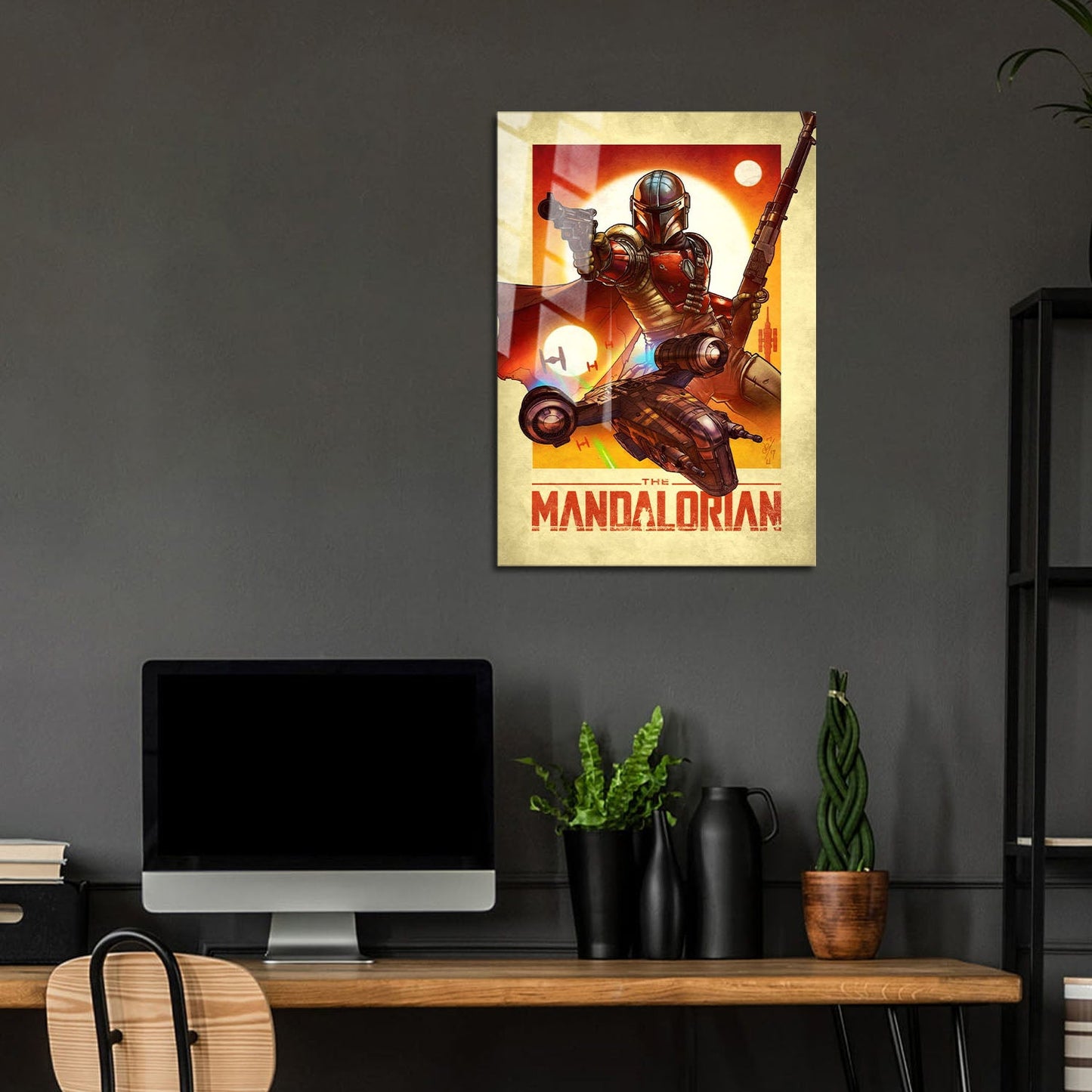 Flex Designs Metal Poster The Mandalorian Cartoon 5 x 7" Home Goods - TV Show 2019 TV Show Metal Poster