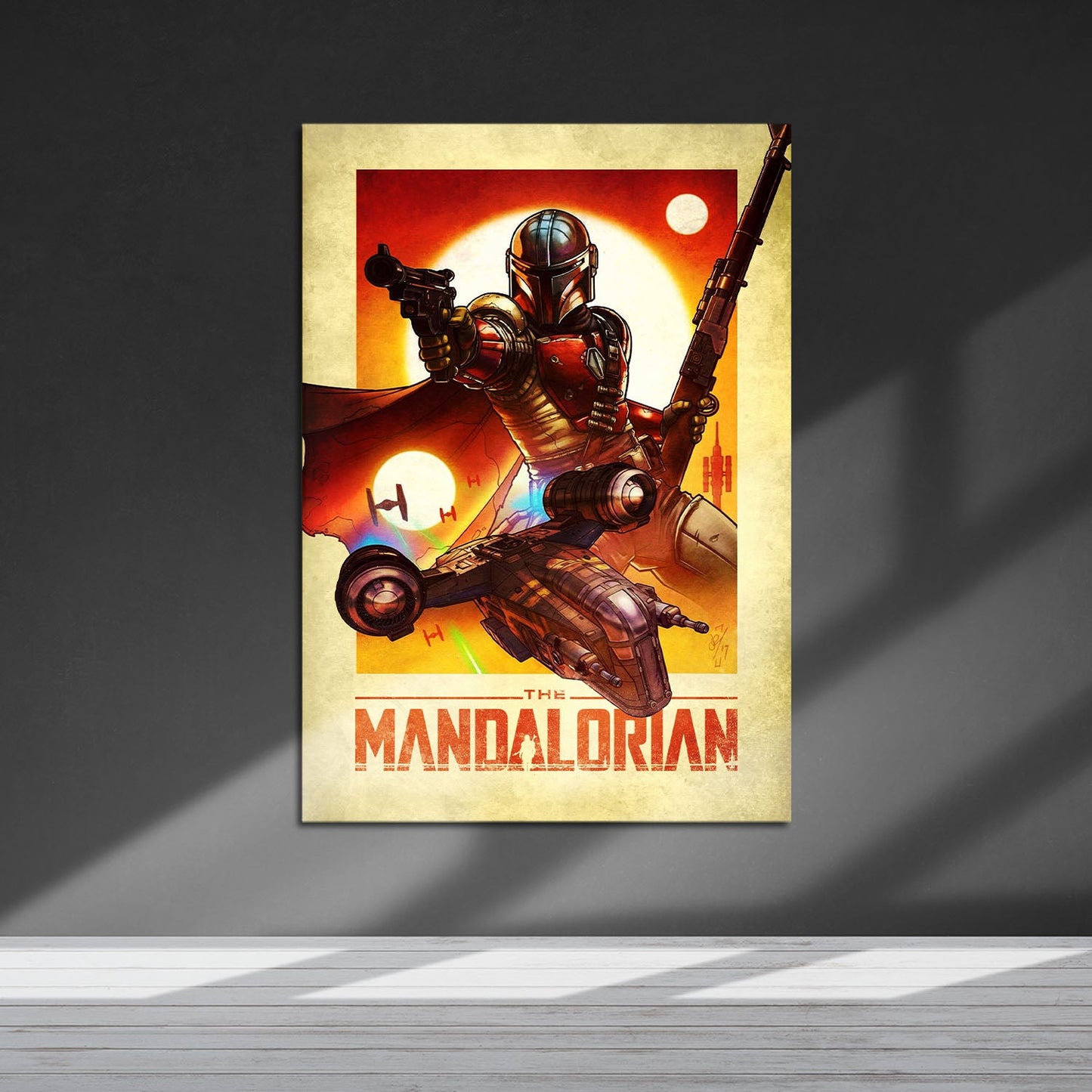 Flex Designs Metal Poster The Mandalorian Cartoon 5 x 7" Home Goods - TV Show 2019 TV Show Metal Poster