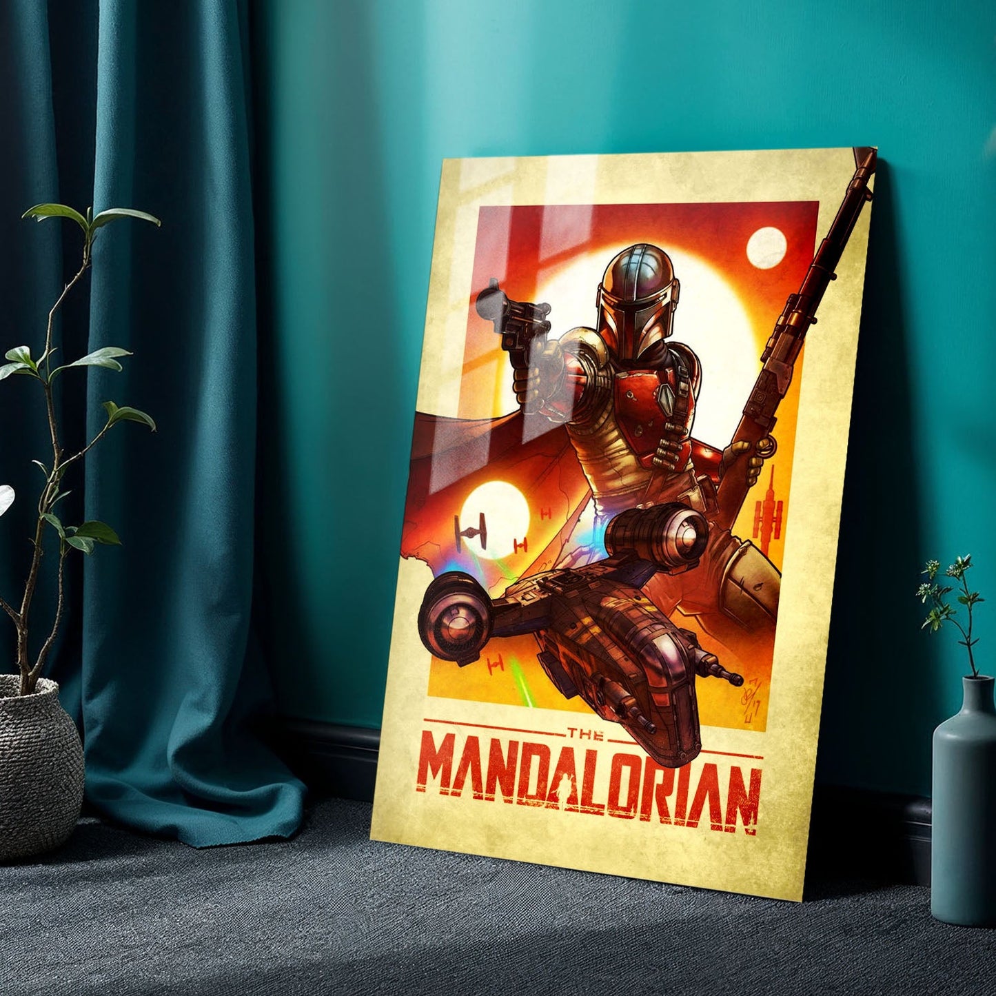 The Mandalorian Cartoon TV Show Metal Poster