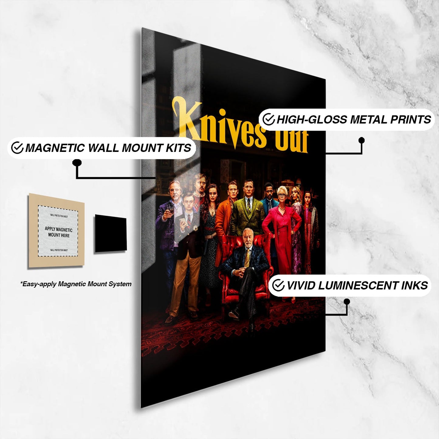 Flex Designs Metal Poster Knives Out Cover 16 x 24" Home Goods - Movie 2019 Movie Metal Poster