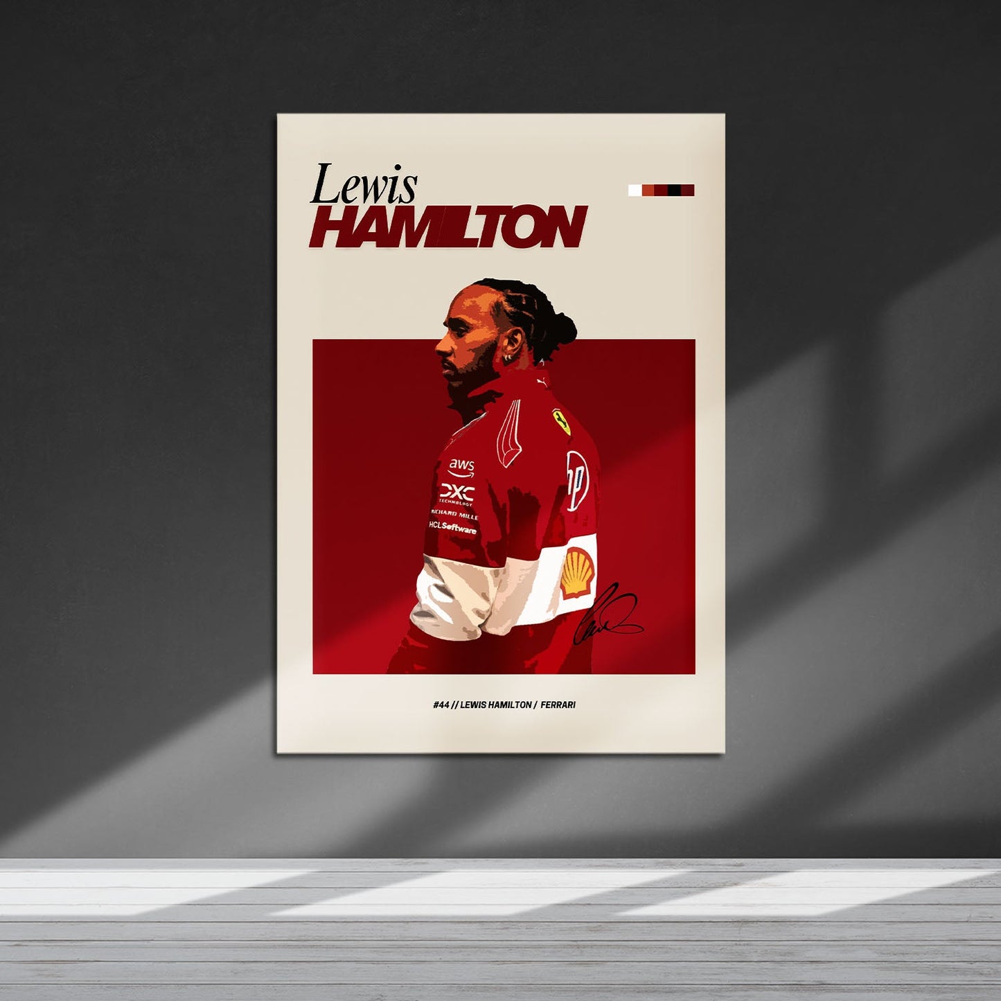 Flex Designs Metal Poster Lewis Hamilton Ferrari F1 FlexM 5 x 7" Home Goods - Sports Metal Poster