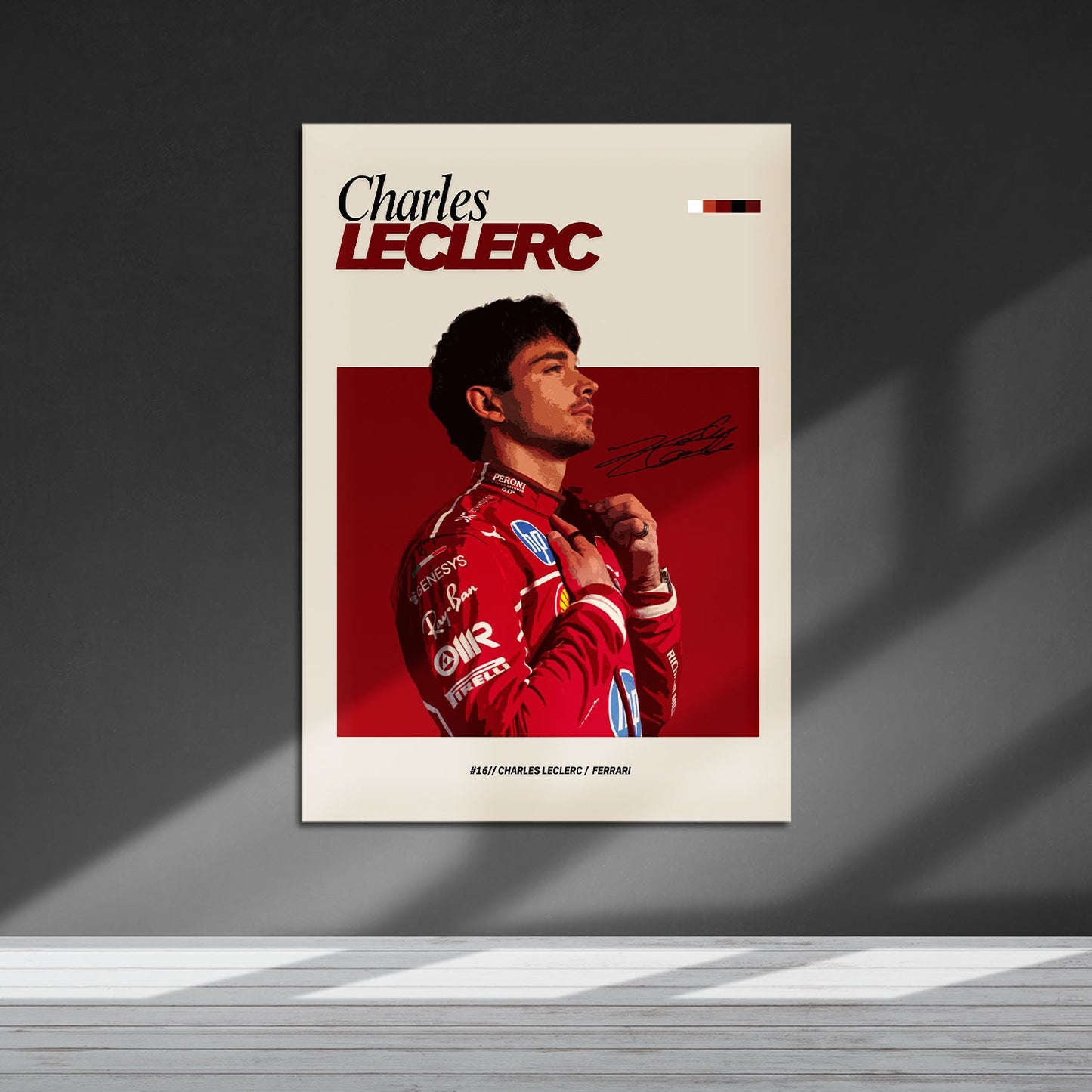 Flex Designs Metal Poster Charles Leclerc Ferrari F1 FlexM 5 x 7" Home Goods - Sports Metal Poster