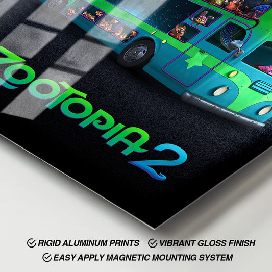 Flex Designs Metal Poster Zootopia 2 Bus 11 x 17" Home Goods - Movie 2025 Movie Metal Poster