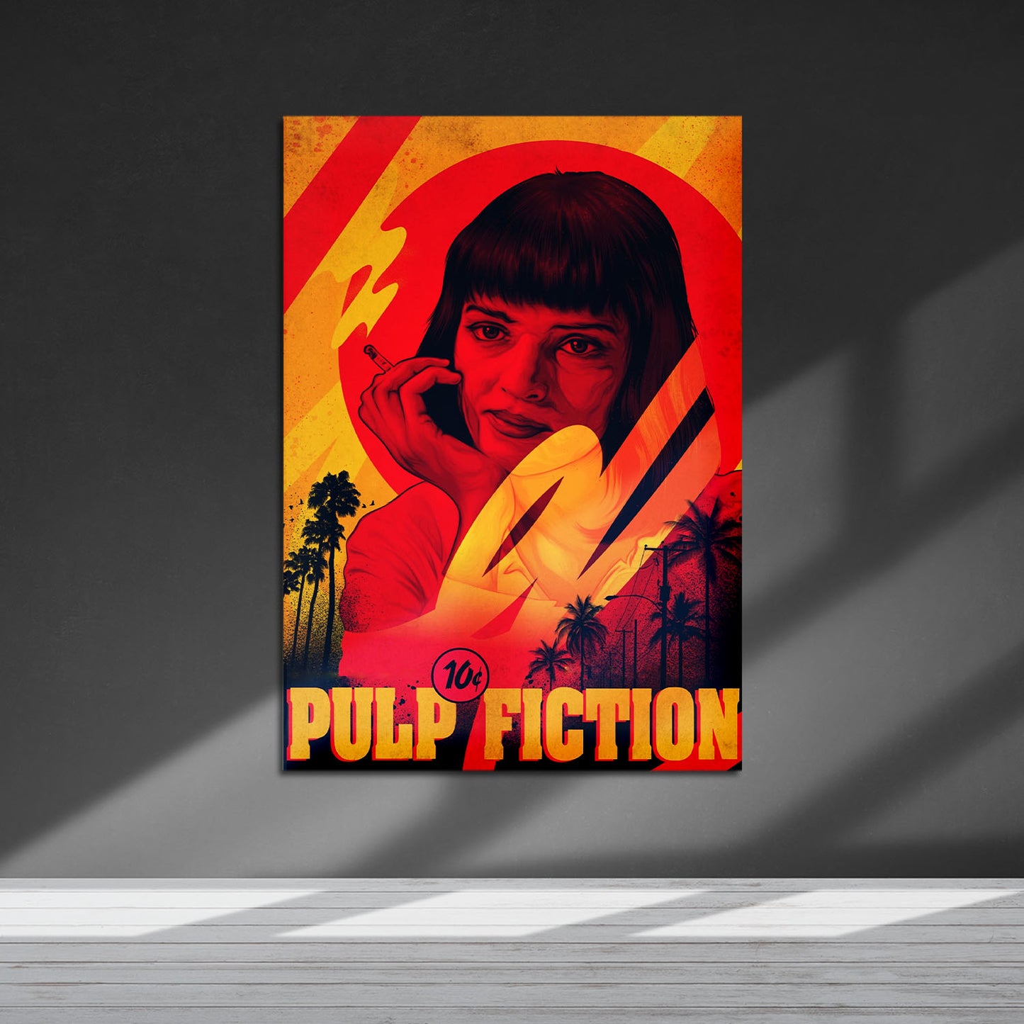 Flex Designs Metal Poster Pulp Fiction Minimalist Cartoon 5 x 7" Home Goods - Movie 1994 Movie Metal Poster