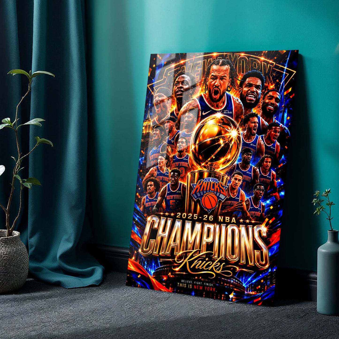 Flex Designs Metal Poster New York Knicks NBA Champions 2026 5 x 7" Home Goods - Sports Metal Poster