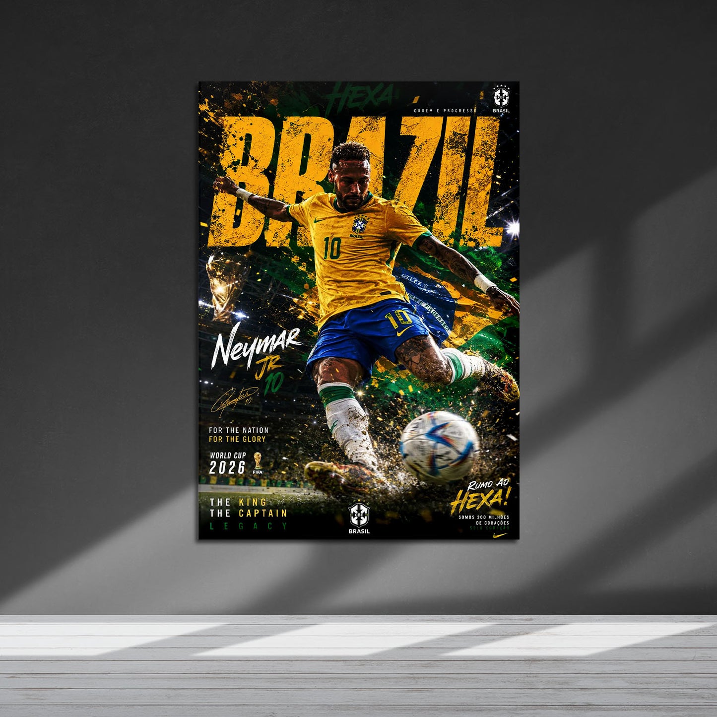 Flex Designs Metal Poster Neymar Junior Brazil 2026 5 x 7" Home Goods - Sports Metal Poster