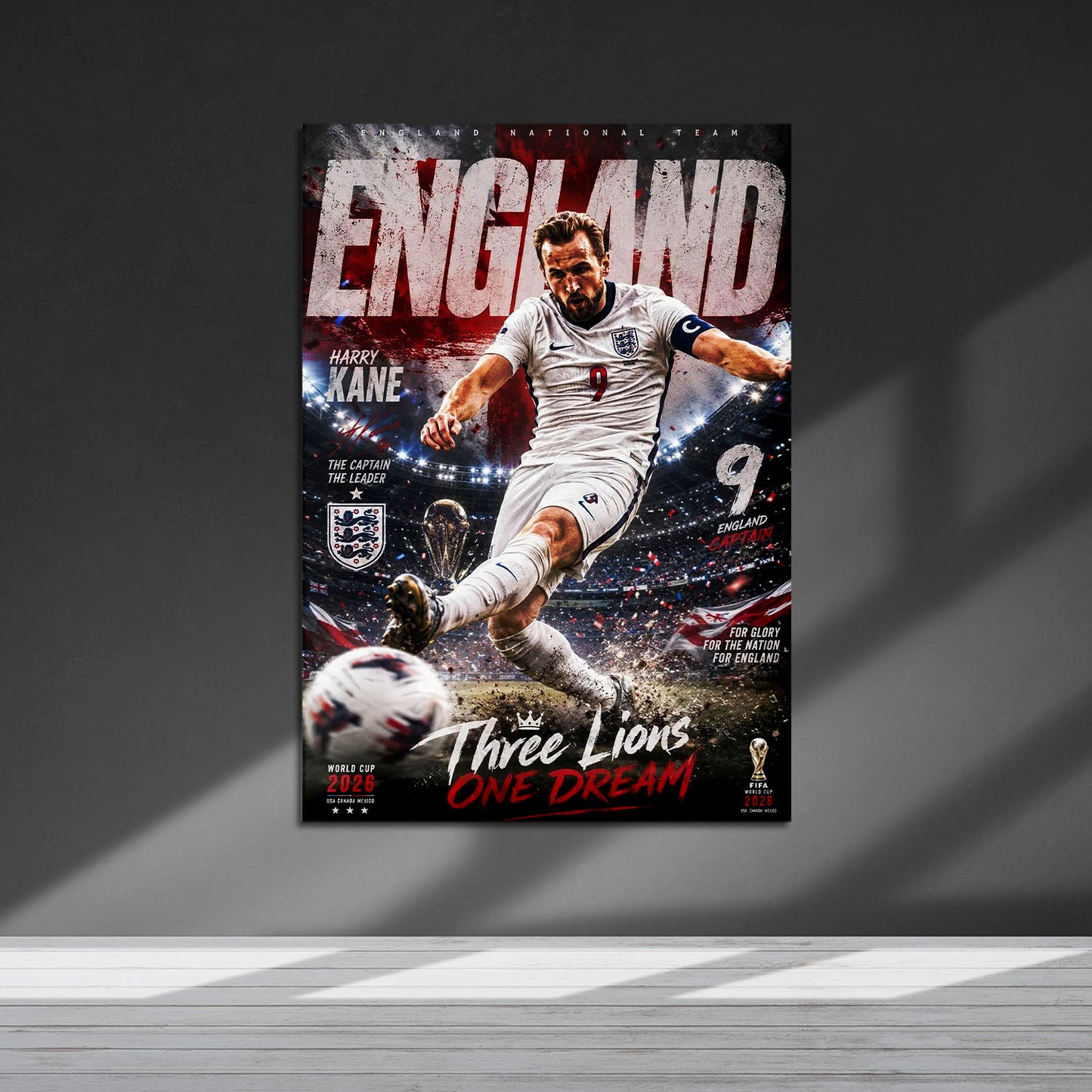 Flex Designs Metal Poster Harry Kane England 2026 5 x 7" Home Goods - Sports Metal Poster