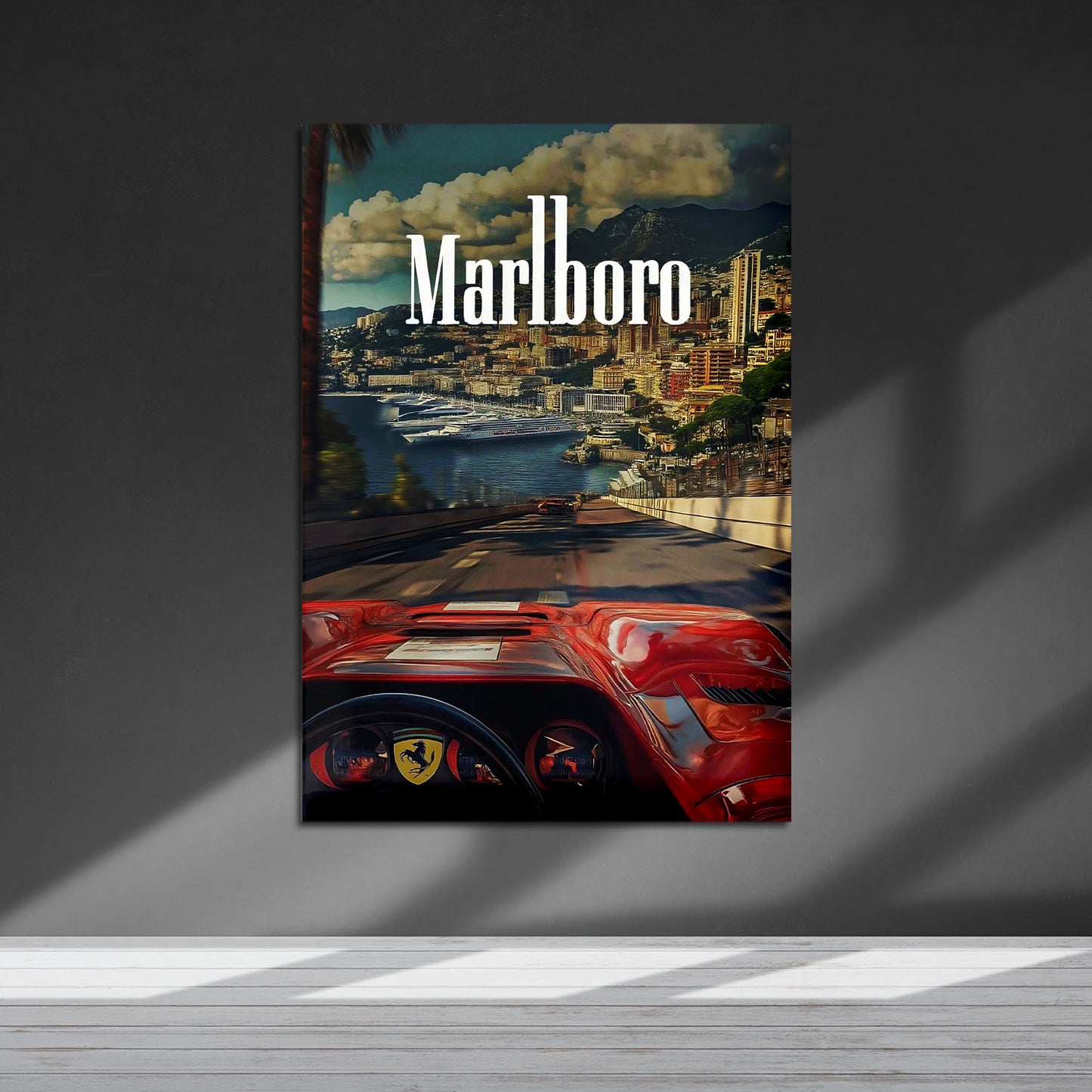 Flex Designs Metal Poster Classic Ferrari Monaco 5 x 7" Home Goods - Sports Metal Poster
