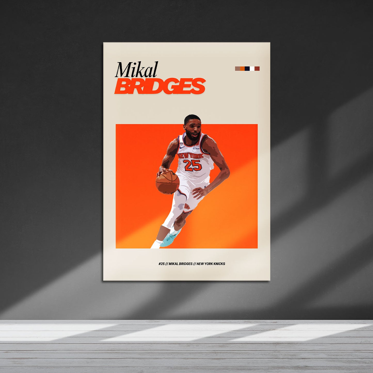 Flex Designs Metal Poster Mikal Bridges NBA FlexM 5 x 7" Home Goods - Sports Metal Poster
