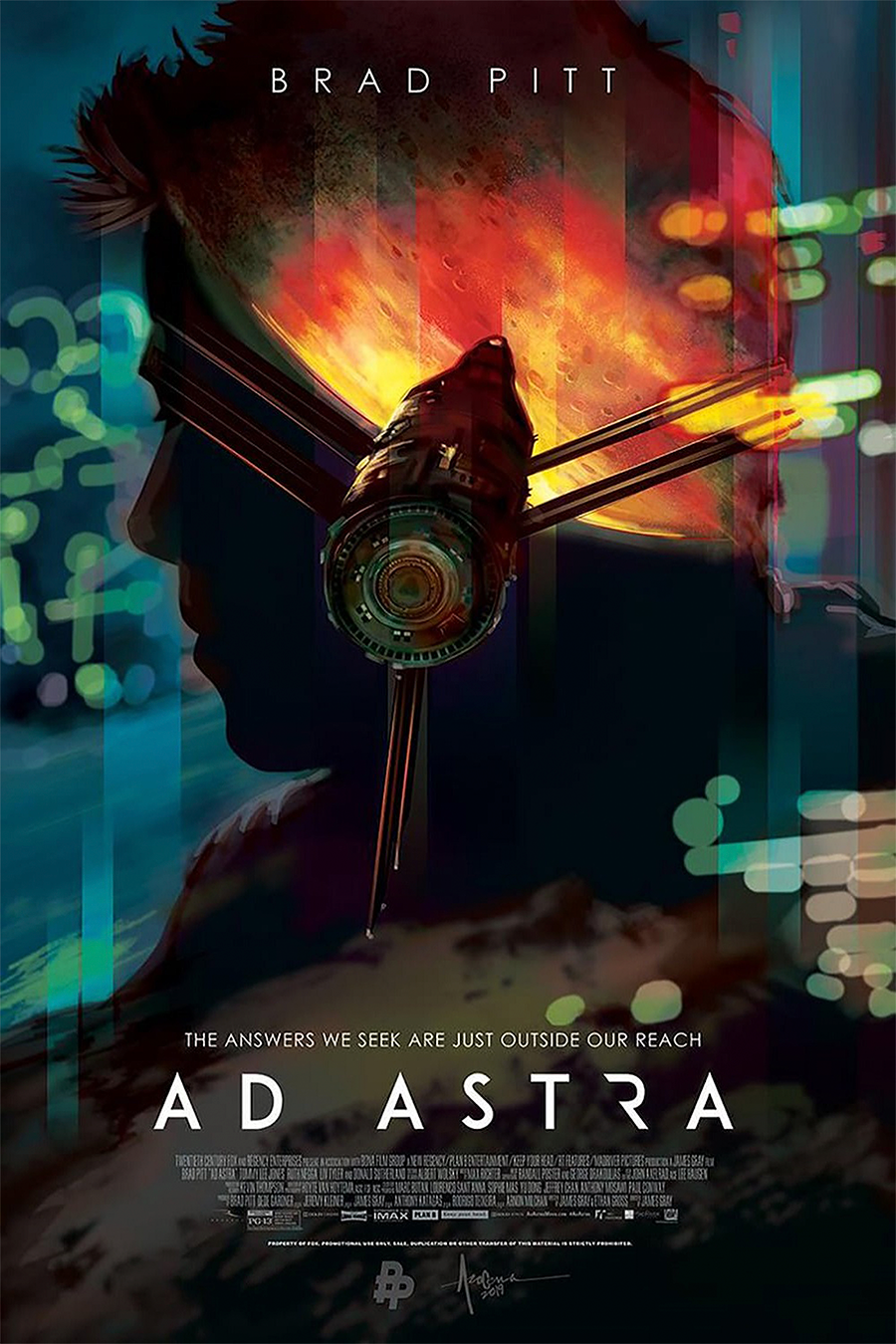 Flex Designs Metal Poster Ad Astra Official 11 x 17" Home Goods - Movie 2019 Movie Metal Poster