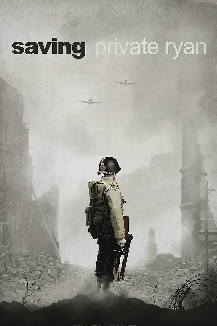 Flex Designs Metal Poster Saving Private Ryan Minimalist 11 x 17" Home Goods - Movie 1998 Movie Metal Poster