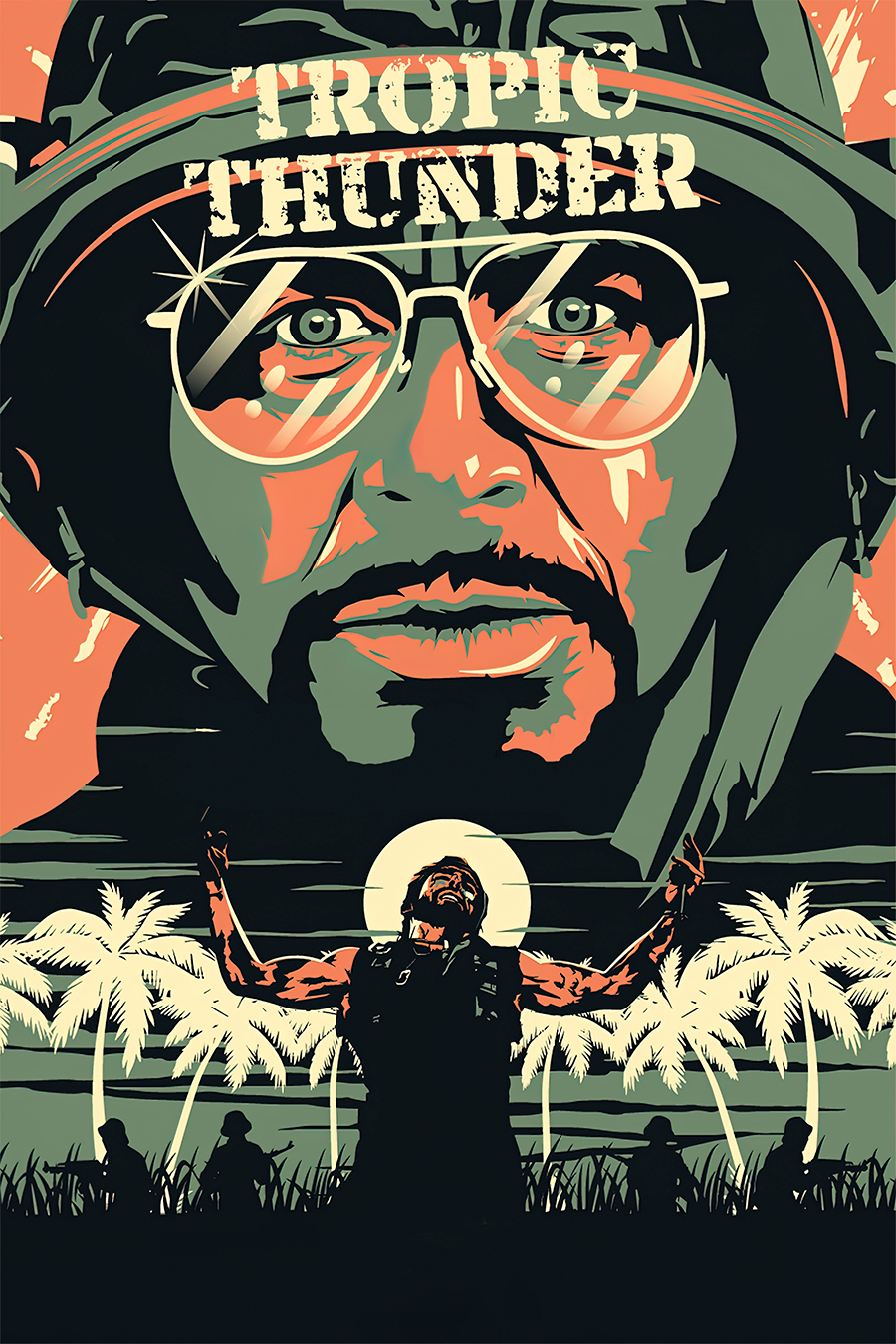 Flex Designs Metal Poster Tropic Thunder 11 x 17" Home Goods - Movie 2008 Movie Metal Poster